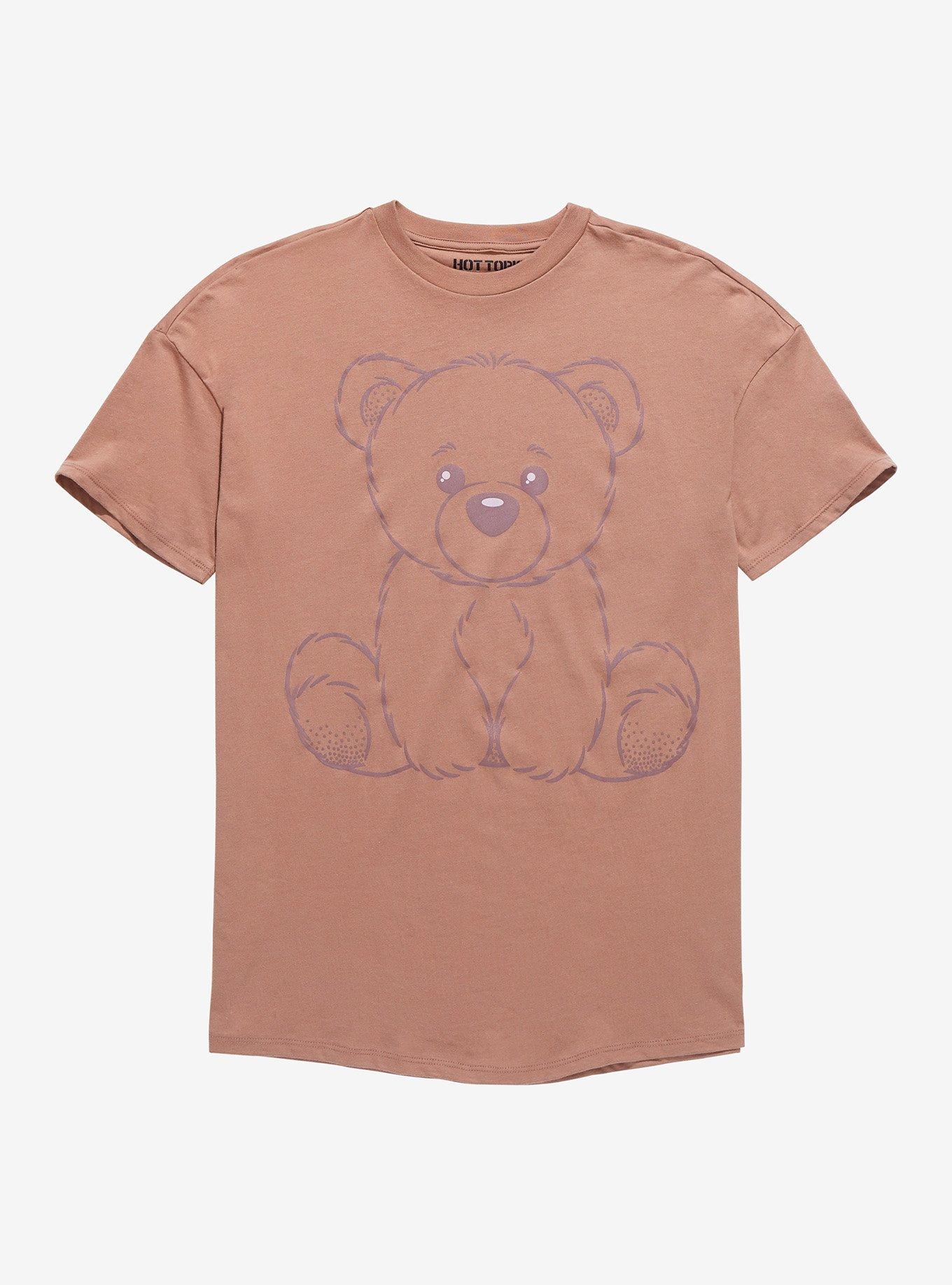 Brown Teddy Bear Boyfriend Fit Girls T-Shirt, MULTI, hi-res