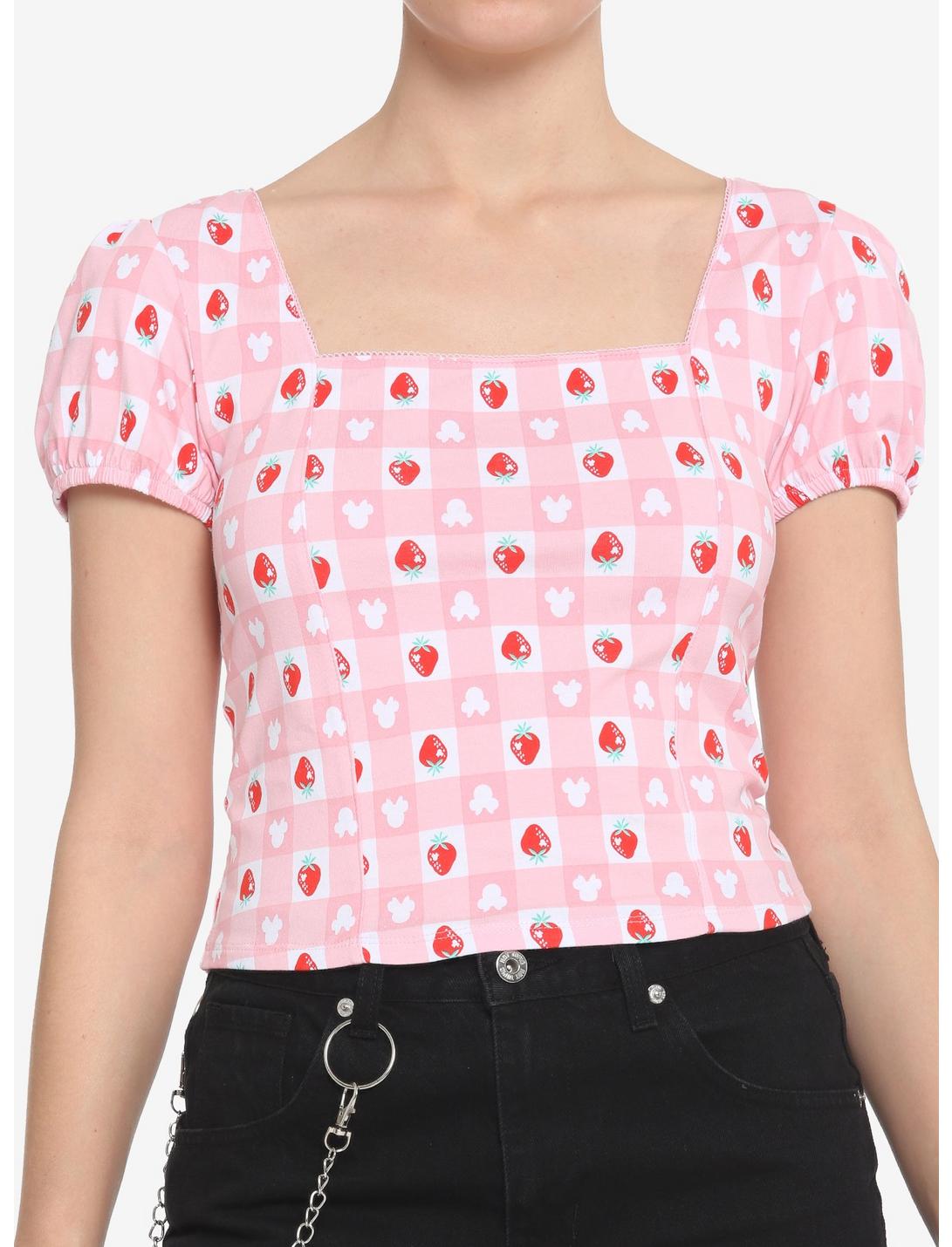 Her Universe Disney Minnie Mouse Strawberry Gingham Girls Top, MULTI, hi-res