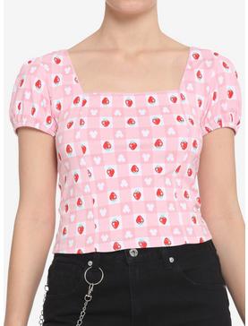 Her Universe Disney Minnie Mouse Strawberry Gingham Girls Top, , hi-res