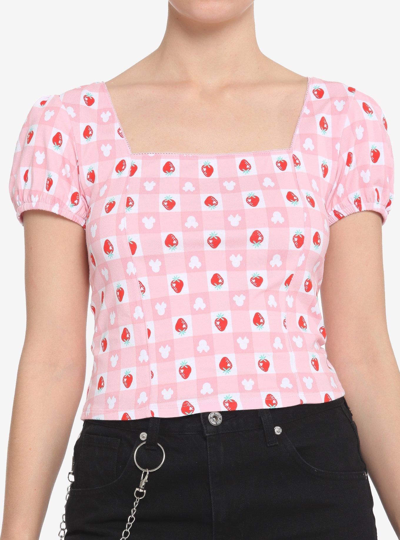 Her Universe Disney Minnie Mouse Strawberry Gingham Girls Top, MULTI, hi-res