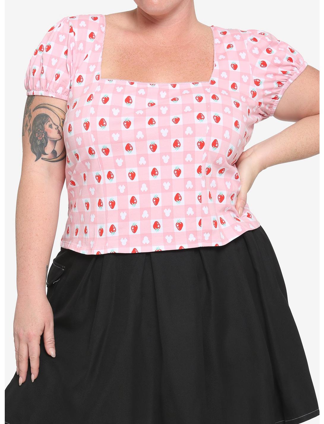 Her Universe Disney Minnie Mouse Strawberry Gingham Girls Top Plus Size, MULTI, hi-res