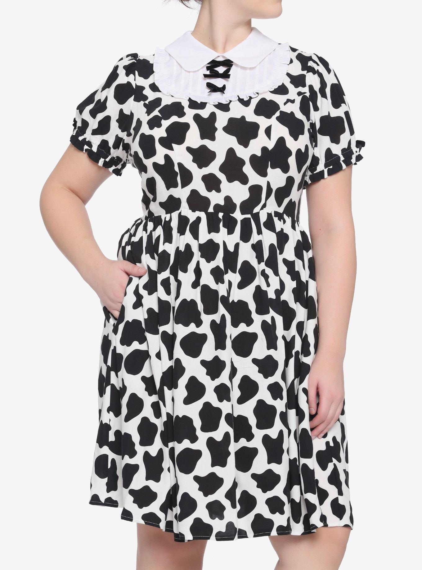 Plus size clearance cow print dress