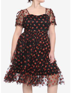 Plus Size Strawberry Glitter Mesh Dress Plus Size, , hi-res