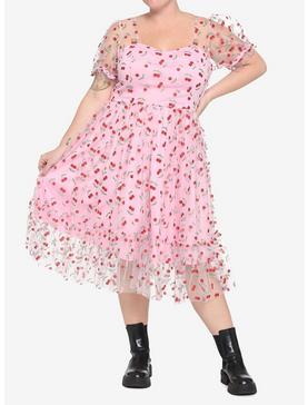 Cherry Glitter Mesh Dress Plus Size, , hi-res