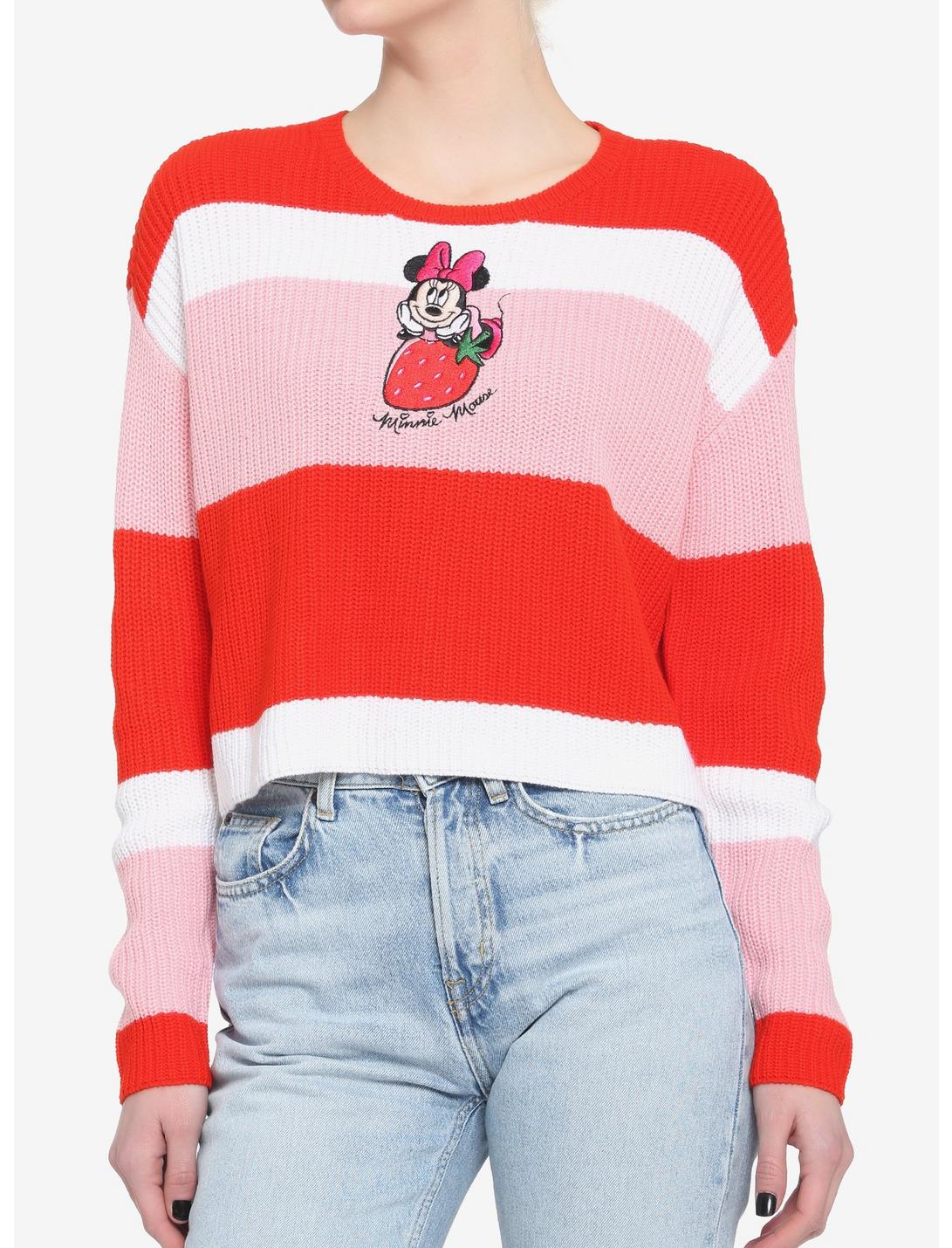 Her Universe Disney Minnie Mouse Strawberry Stripe Girls Knit Sweater, MULTI, hi-res