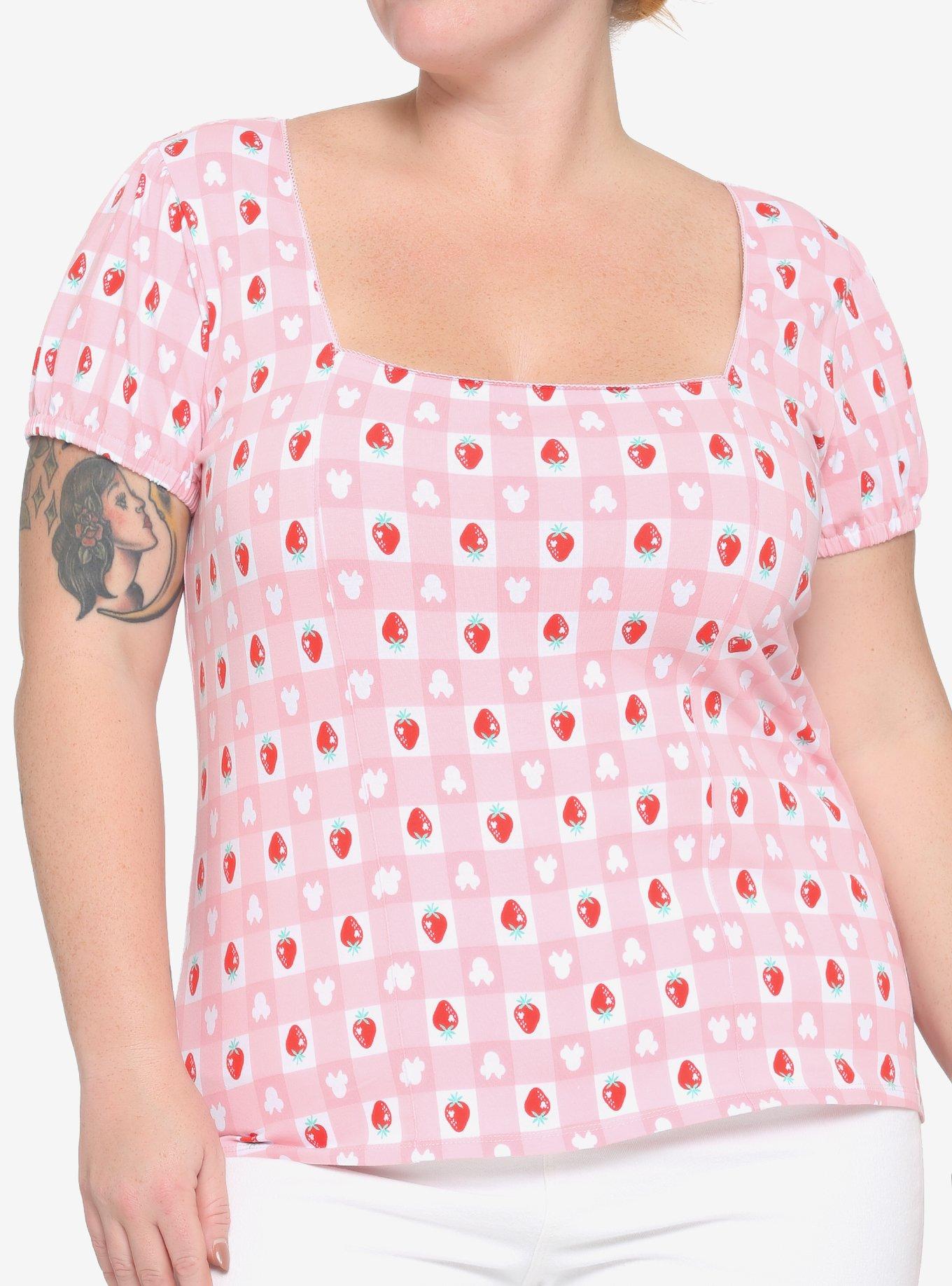 Her Universe Disney Minnie Mouse Strawberry Gingham Top Plus Size, MULTI, hi-res