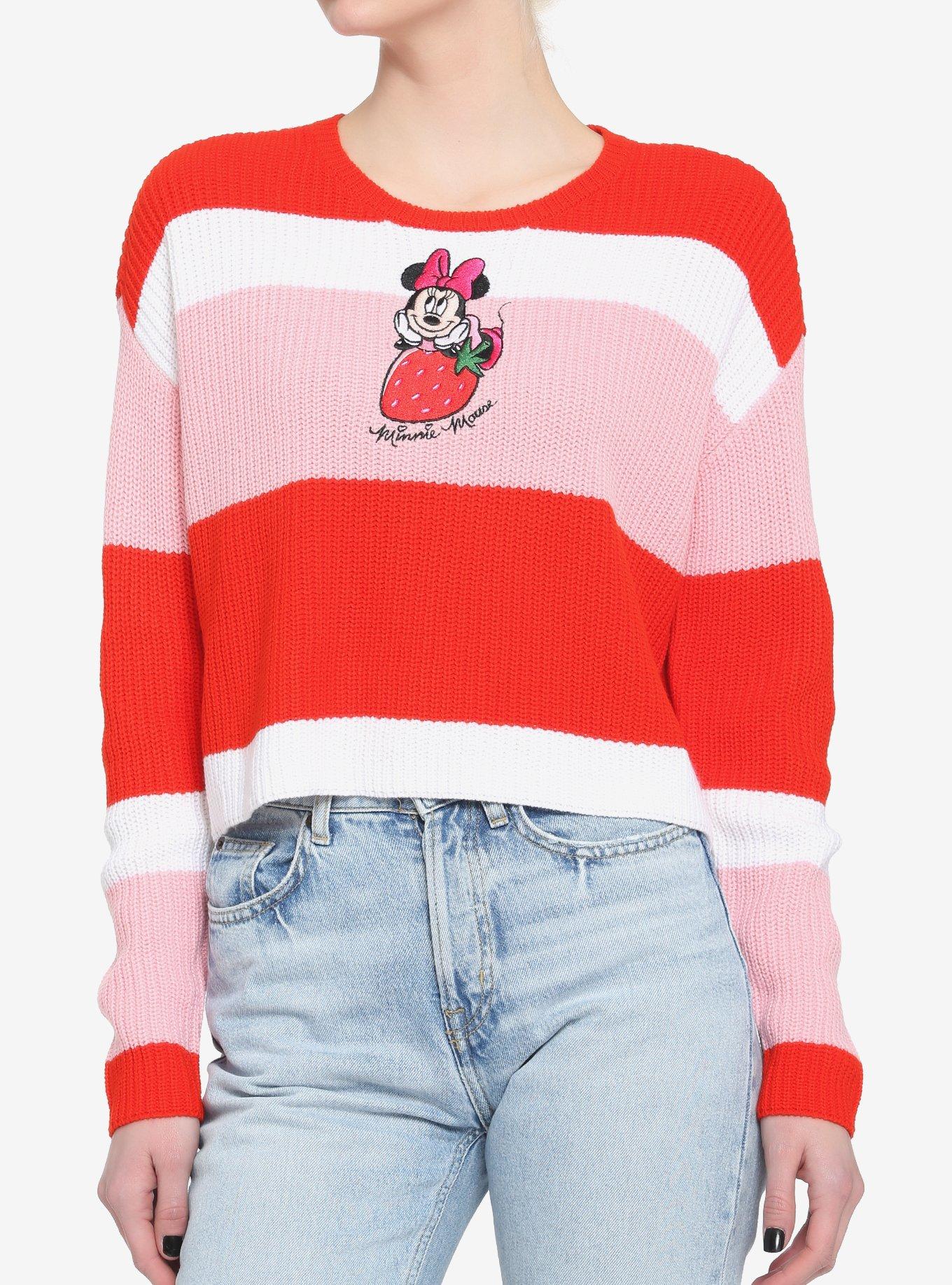 Her Universe Disney Minnie Mouse Strawberry Stripe Knit Sweater, MULTI, hi-res