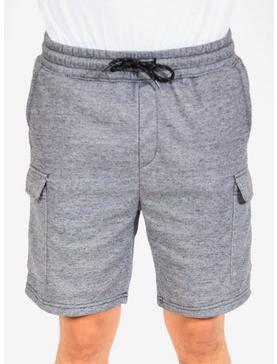 Black Marl Fleece Cargo Shorts, , hi-res
