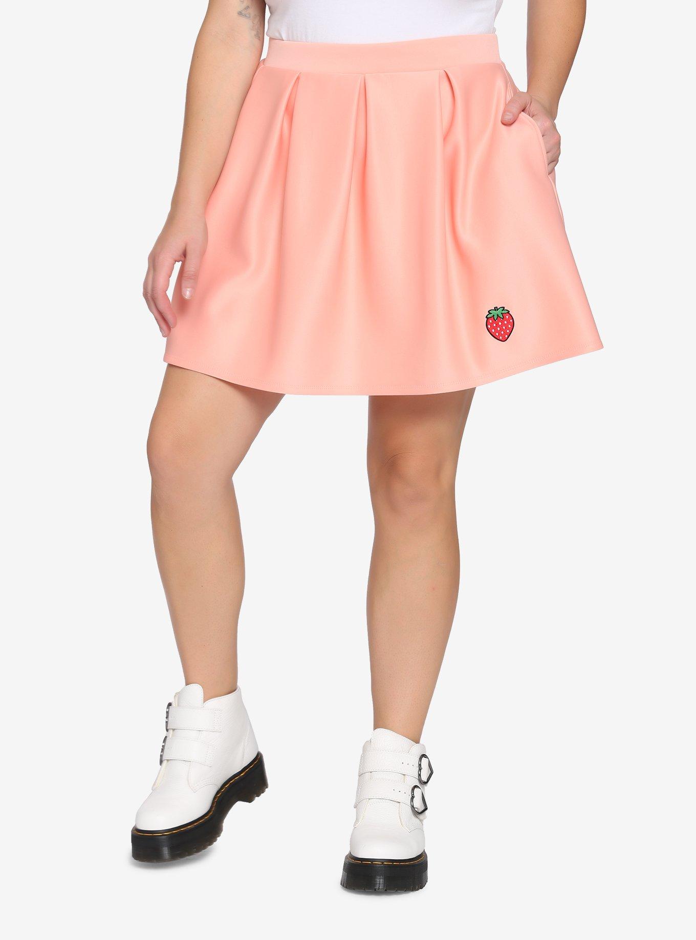 Strawberry Pastel Pink Pleated Skirt Plus Size