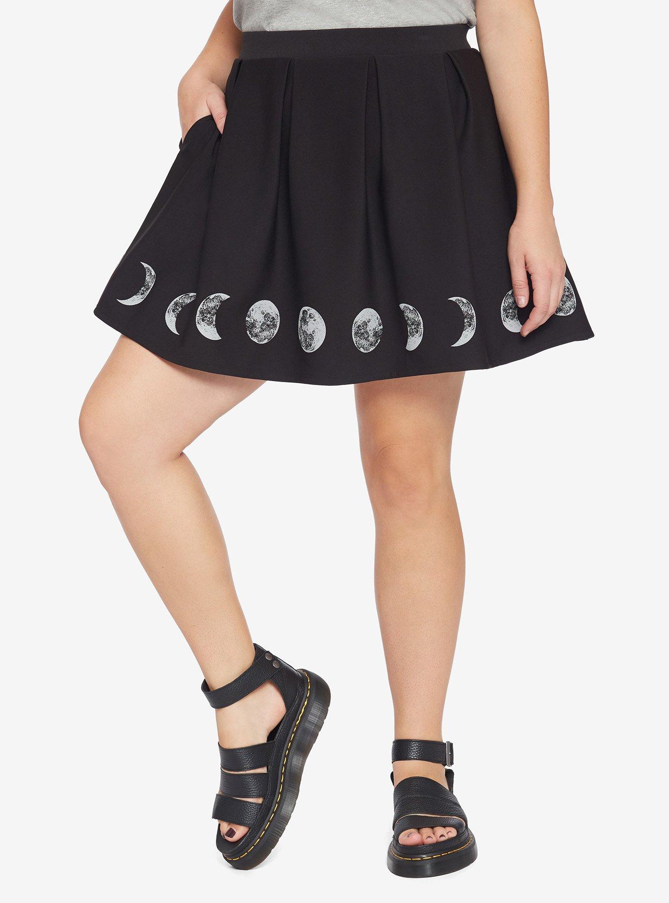 Moon Phase Border Skirt Plus Size, BLACK, hi-res