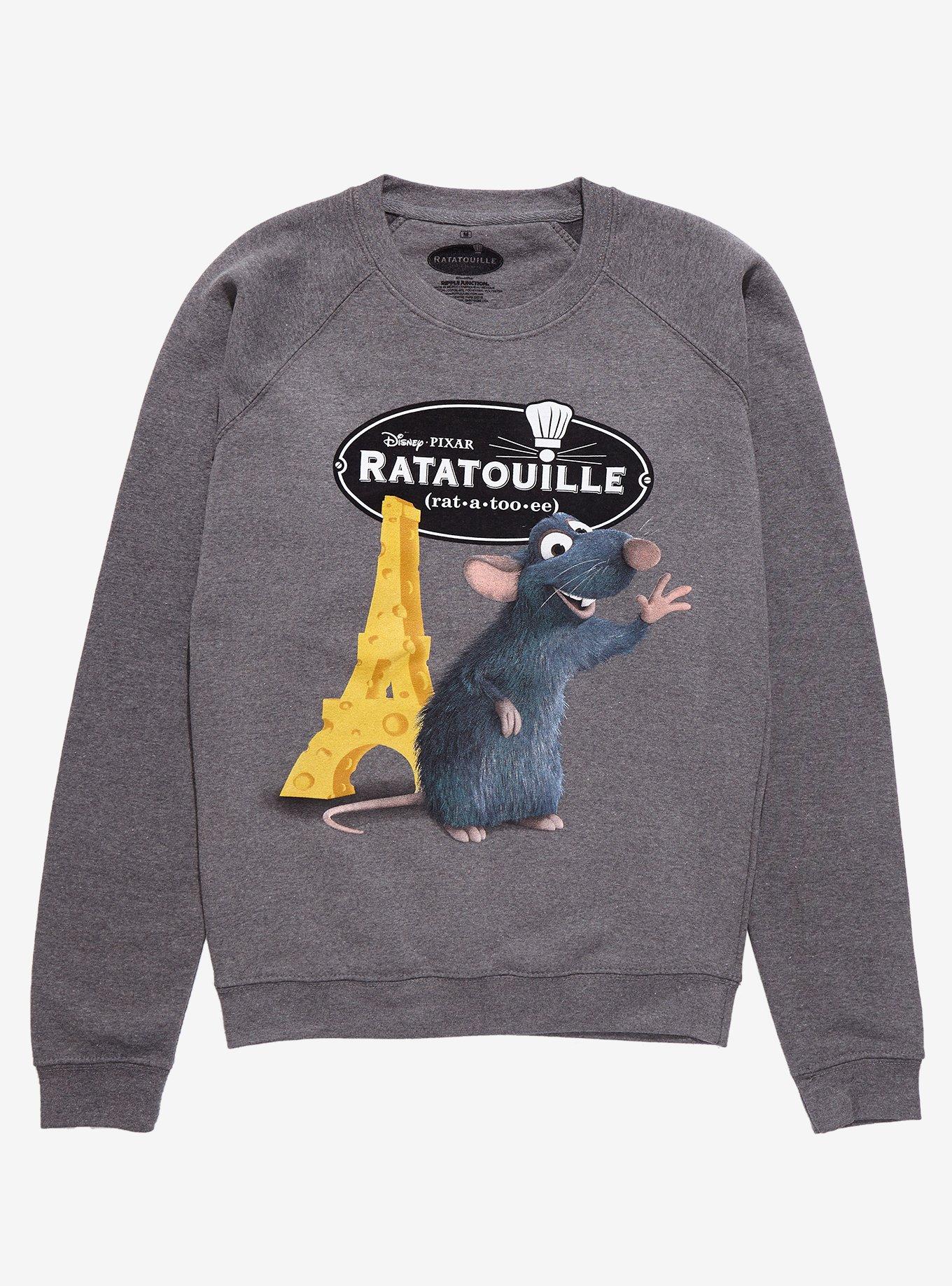Disney Pixar Ratatouille Remy & Eiffel Tower Crewneck - BoxLunch Exclusive, CHARCOAL, hi-res