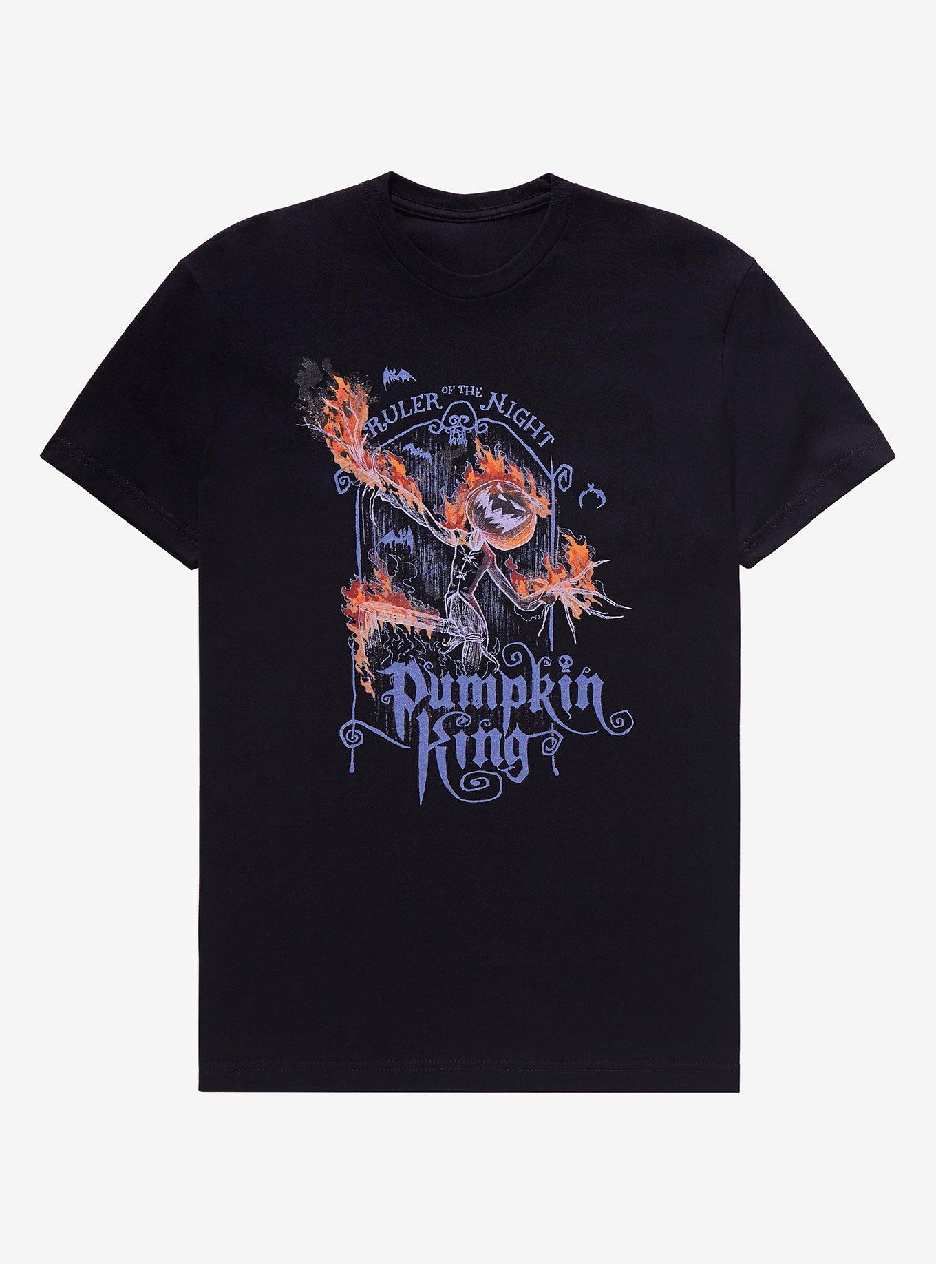 The Nightmare Before Christmas Pumpkin King Flames T-Shirt, BLACK, hi-res