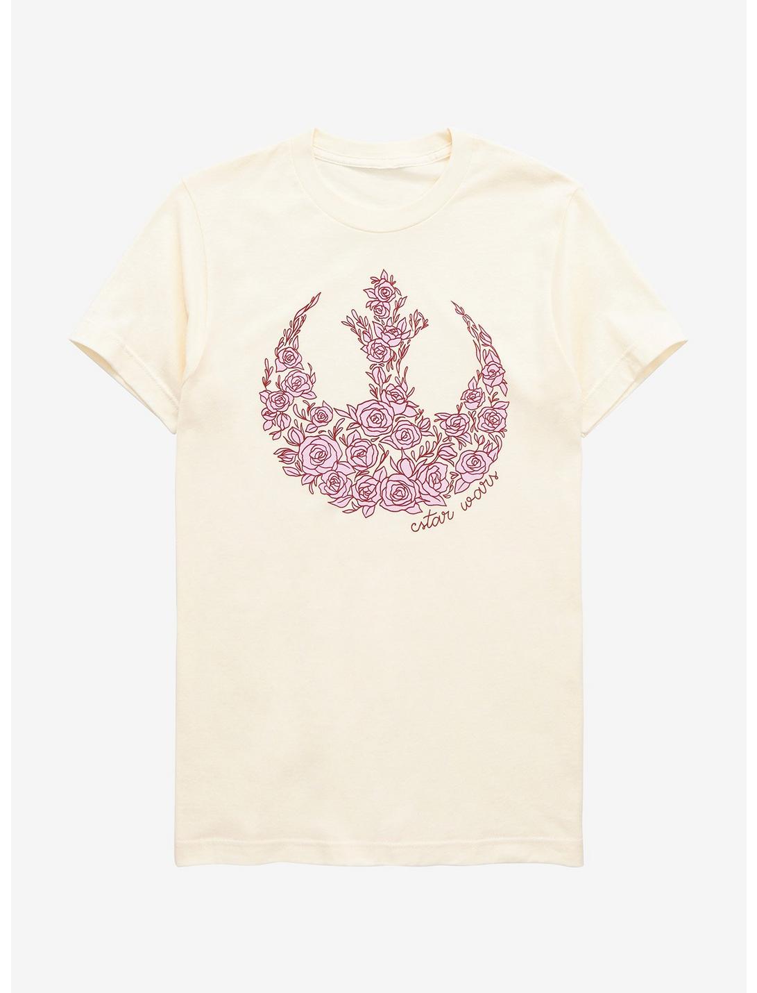 Star Wars Roses Rebellion Symbol Women's T-Shirt - BoxLunch Exclusive, NATURAL, hi-res