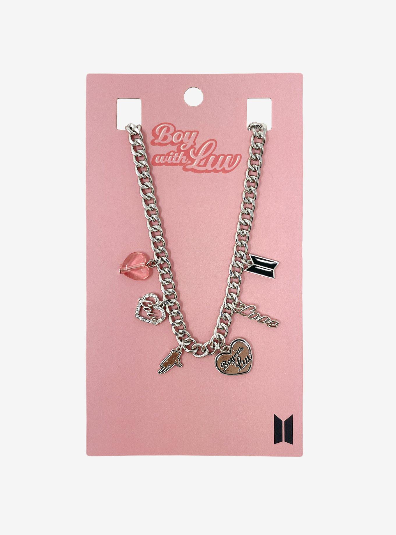 BTS Boy With Luv Charm Chain Choker, , hi-res
