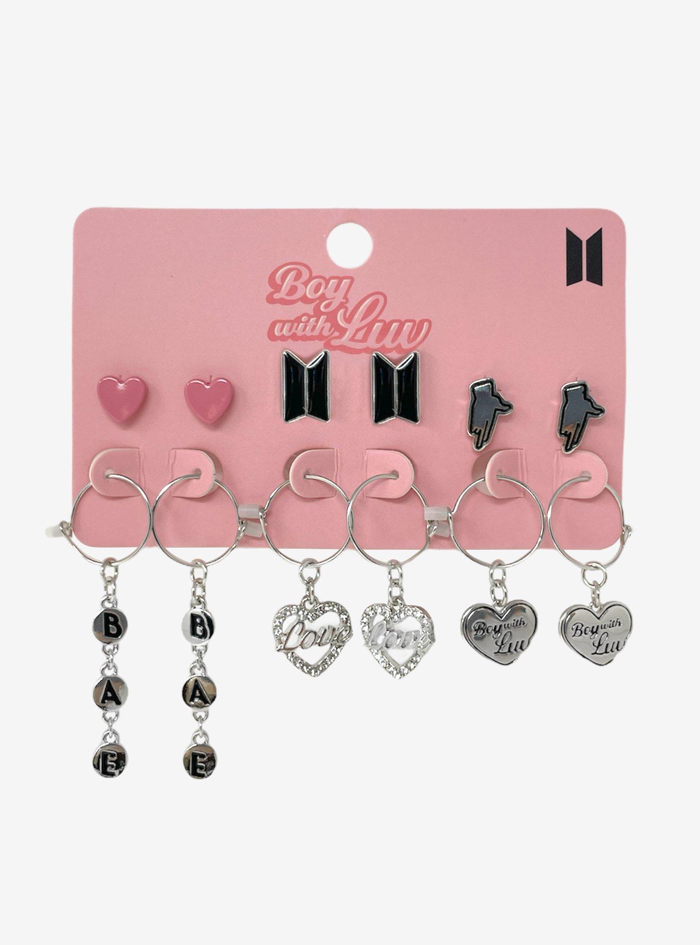 BTS Boy With Luv Charm Hoop Earring Set Hot Topic