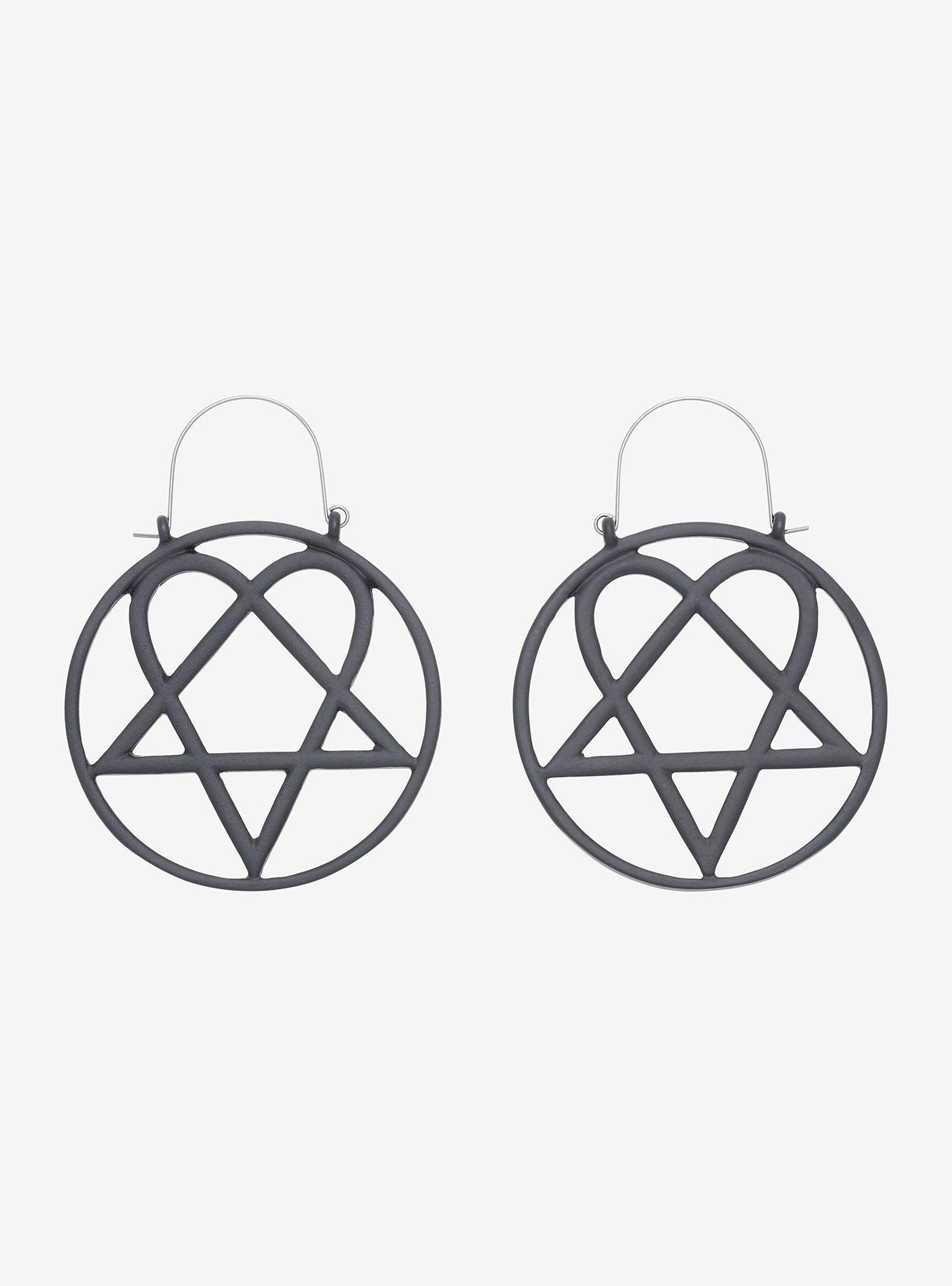 HIM Heartagram Hoop Earrings, , hi-res