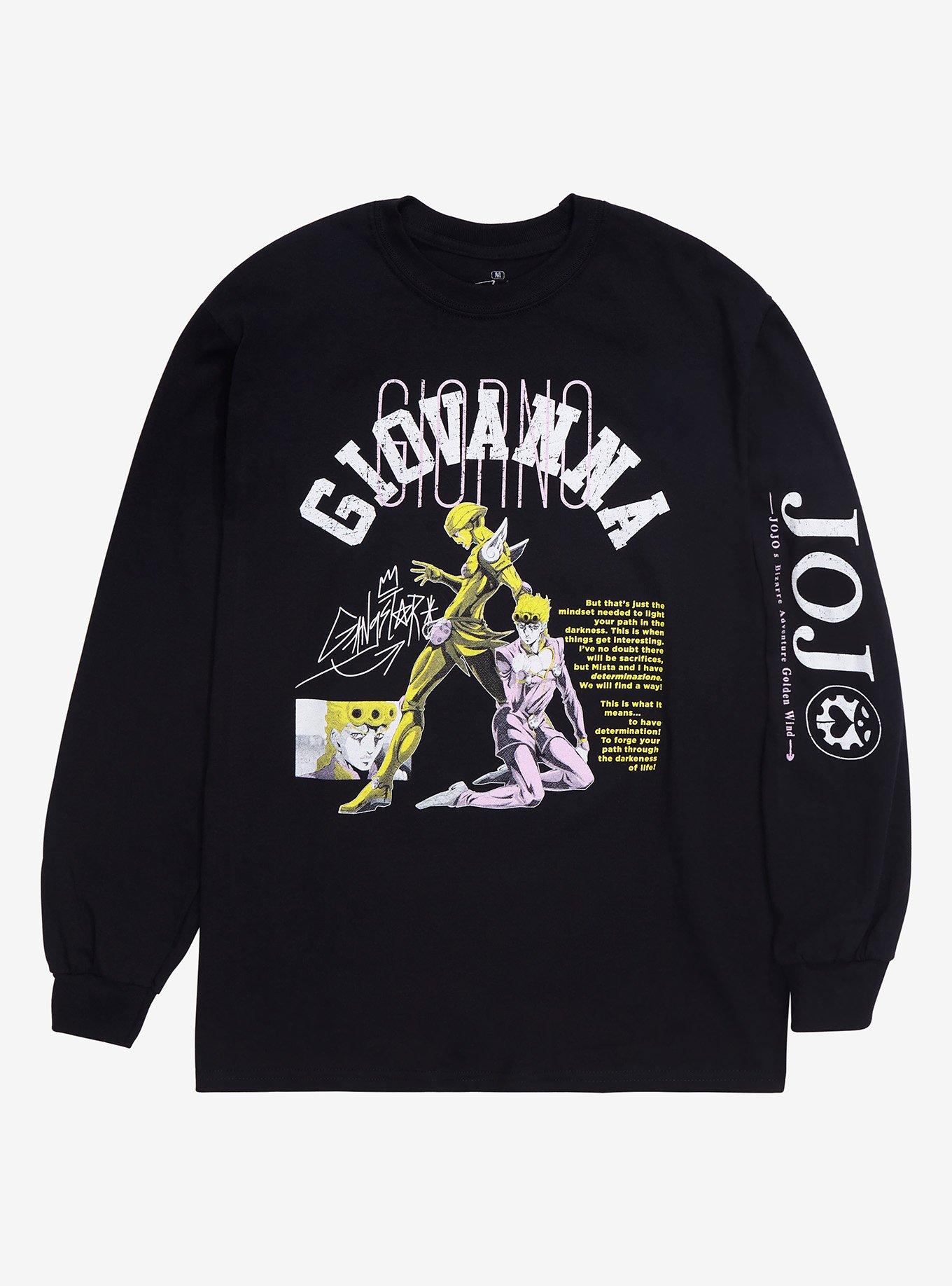 JoJo&rsquo;s Bizarre Adventure Giorno & Gold Experience Long Sleeve T-Shirt - BoxLunch Exclusive, BLACK, hi-res