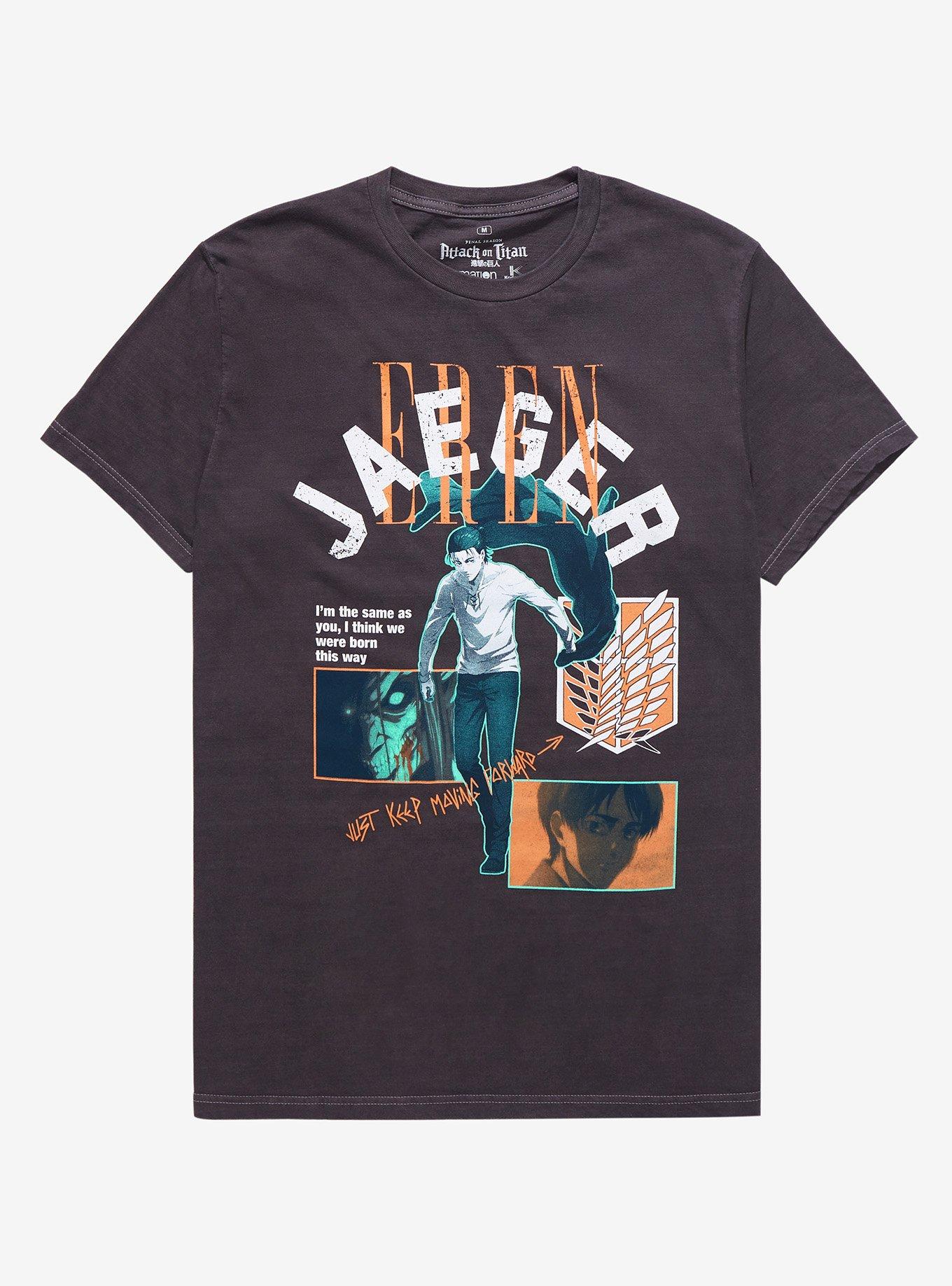 Attack on Titan Eren Jaeger Character Portrait T-Shirt - BoxLunch Exclusive, GREY, hi-res