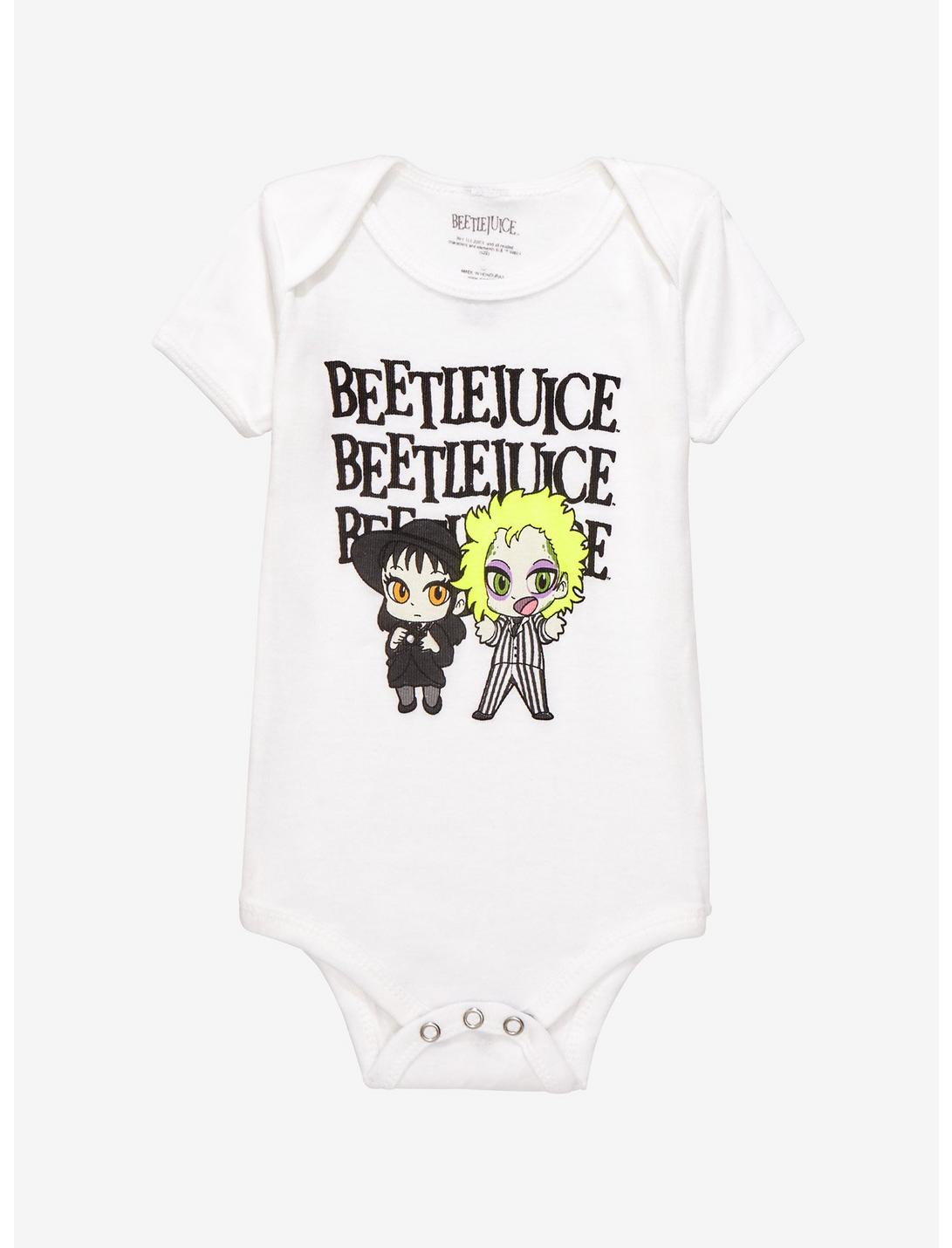 Beetlejuice Chibi Lydia & Beetlejuice Portrait Infant One-Piece - BoxLunch Exclusive , OFF WHITE, hi-res