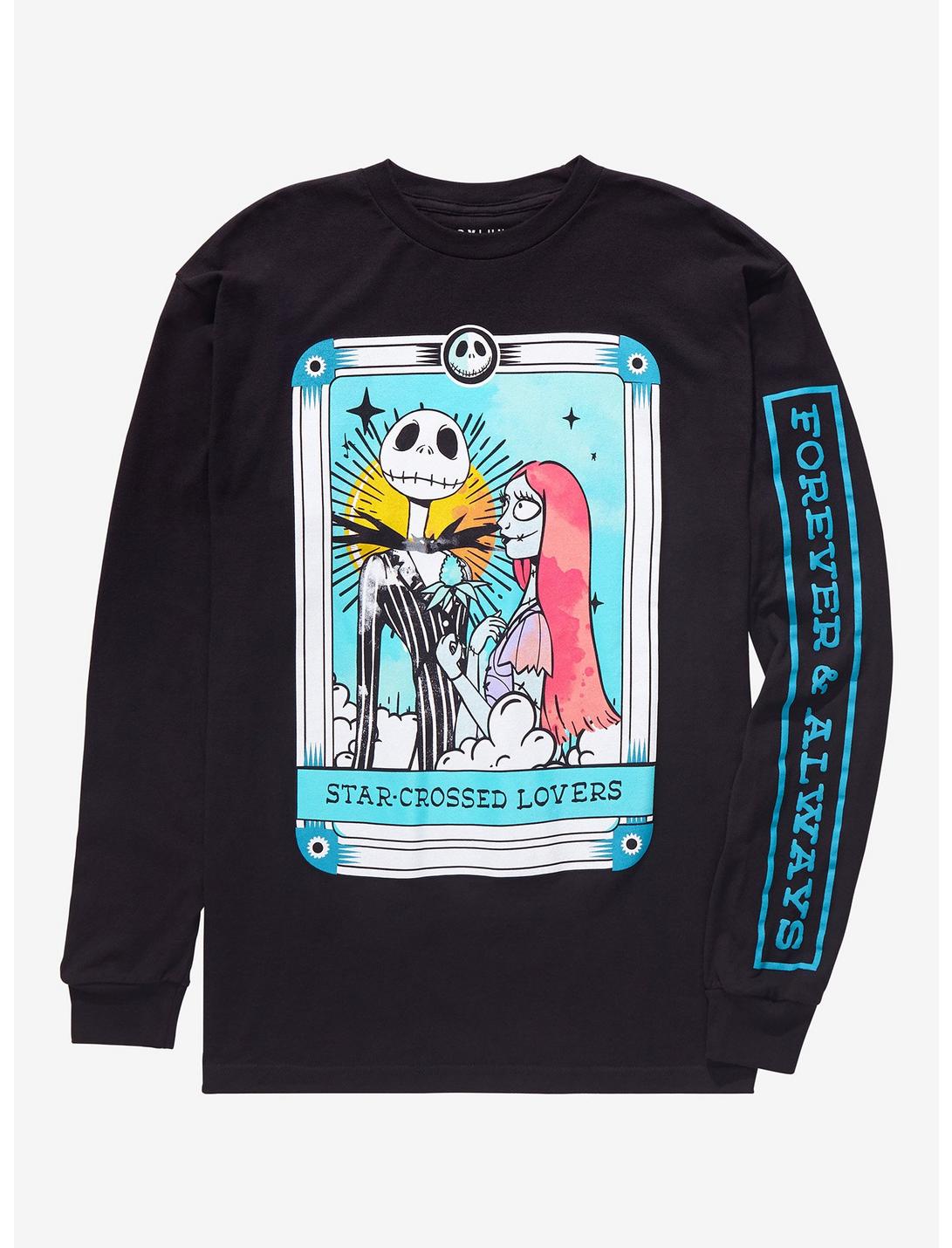 Disney The Nightmare Before Christmas Jack & Sally Lovers Tarot Long Sleeve T-Shirt - BoxLunch Exclusive, BLACK, hi-res