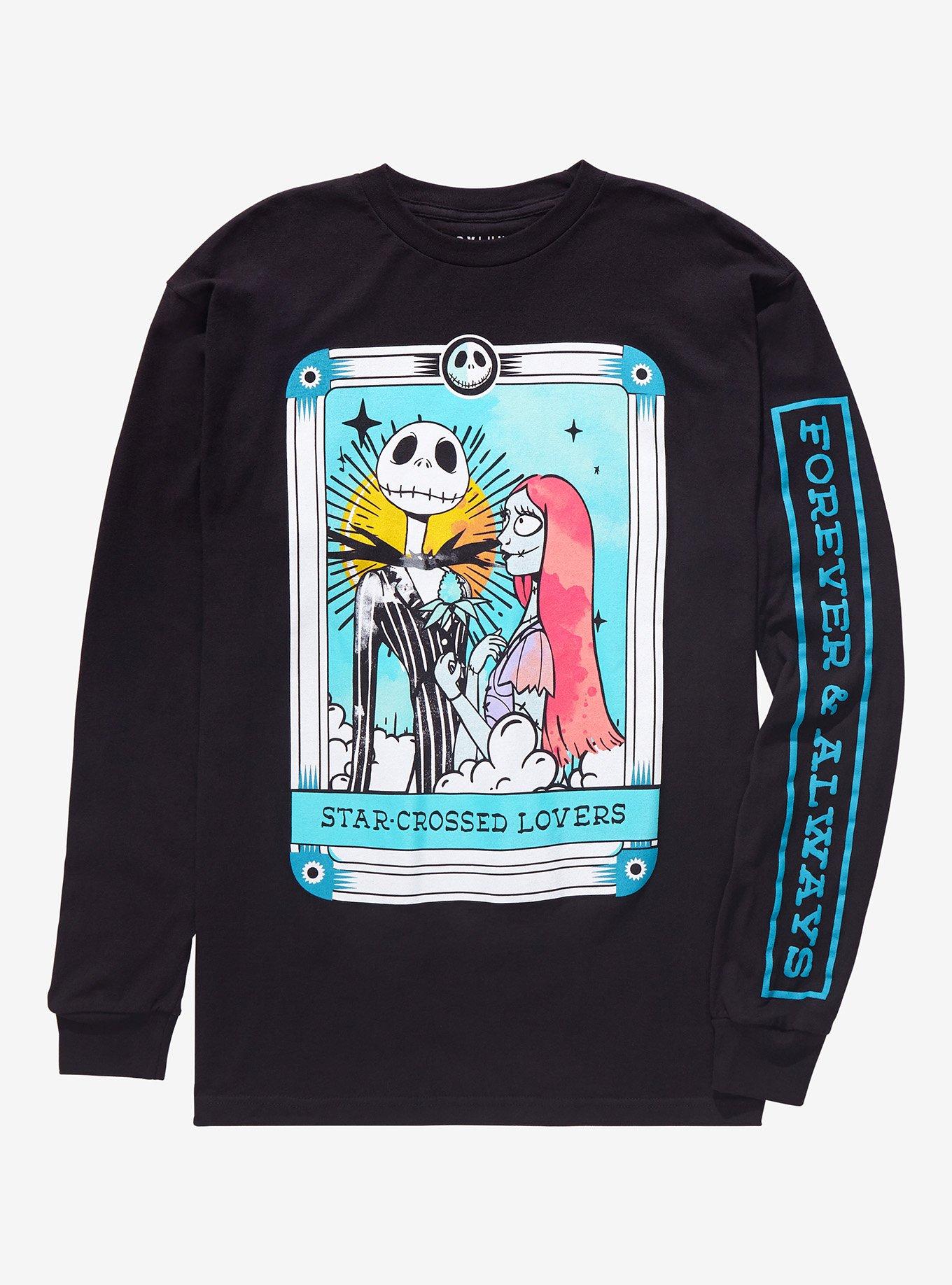 Disney The Nightmare Before Christmas Jack & Sally Lovers Tarot Long Sleeve T-Shirt - BoxLunch Exclusive, BLACK, hi-res
