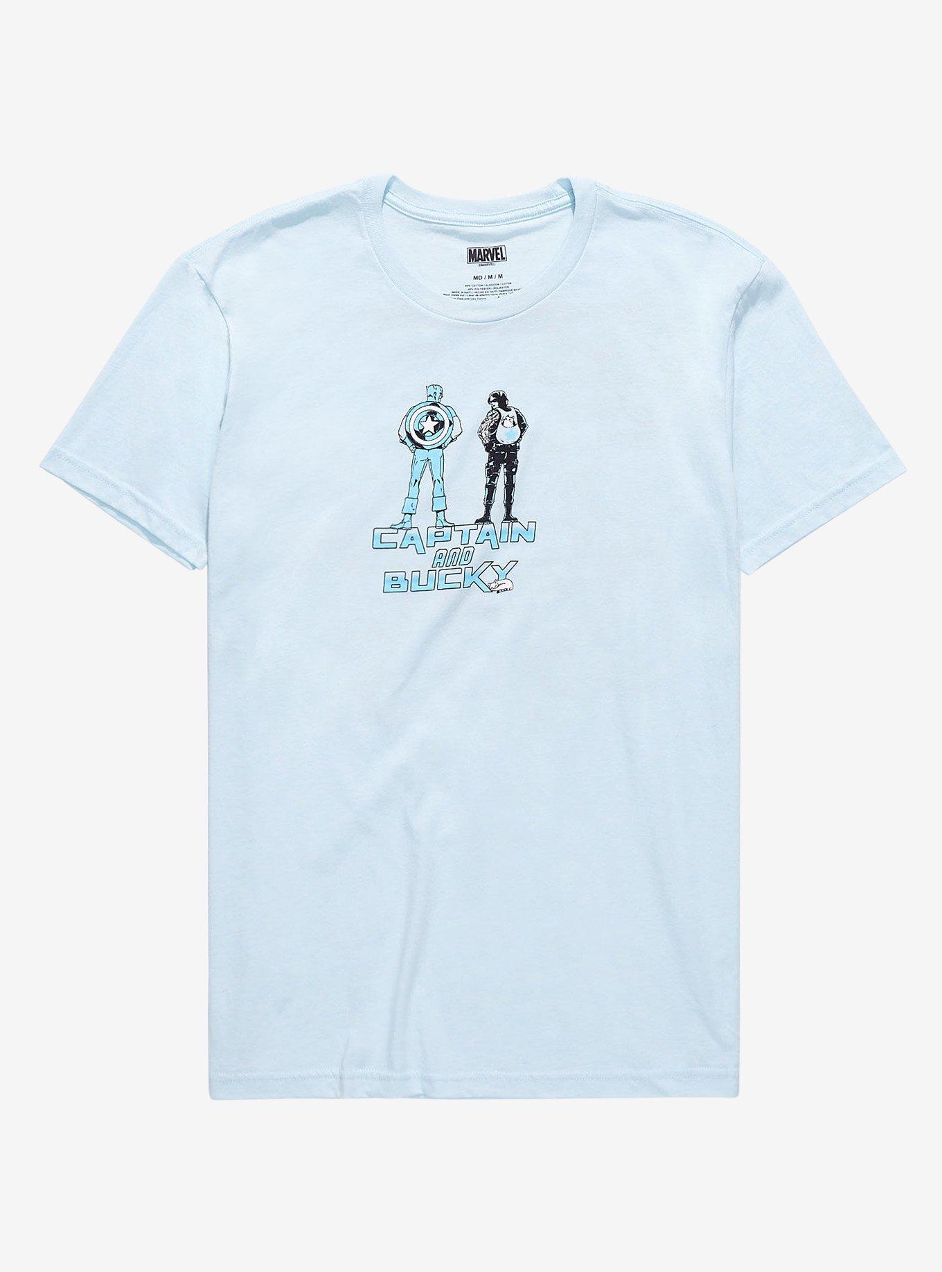 Marvel Captain America & Winter Soldier Comic Story Tonal T-Shirt - BoxLunch Exclusive, LIGHT BLUE, hi-res