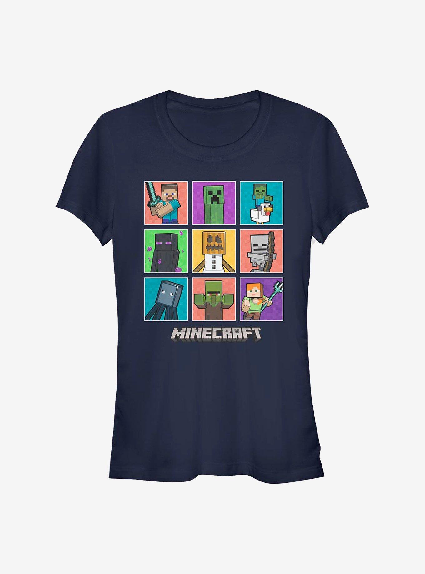 Minecraft 9 Character Boxup With Chicken Jockey Girls T-Shirt, , hi-res