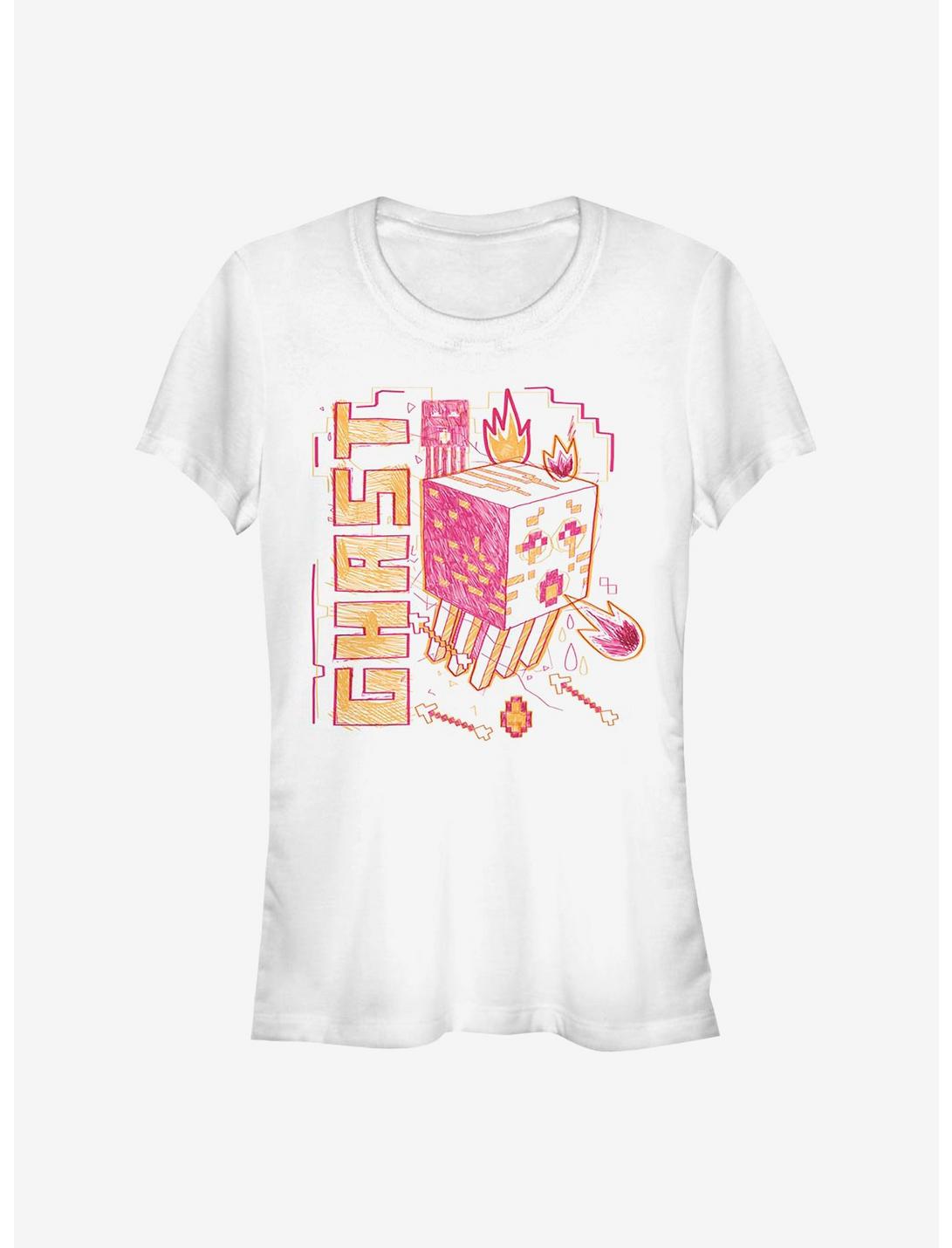 Minecraft Acid Sketch Ghast Girls T-Shirt, WHITE, hi-res