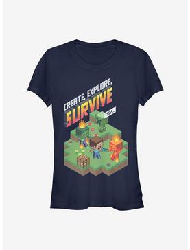 Minecraft Create Explore Survive Iso Girls T-Shirt, NAVY, hi-res