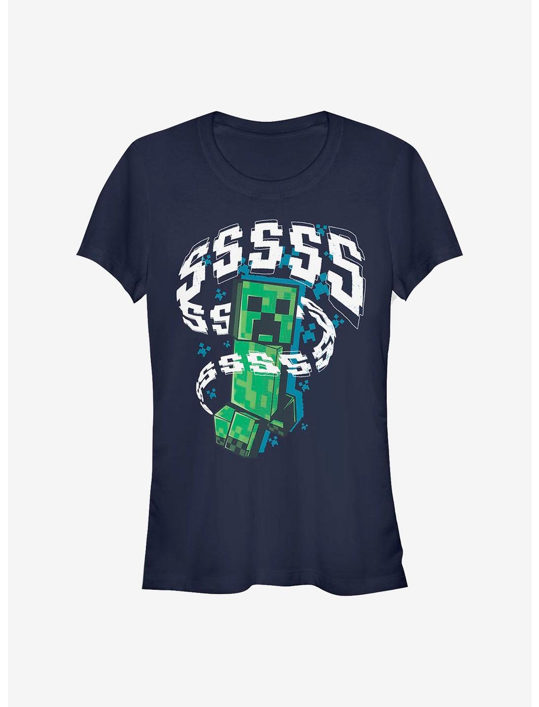 Minecraft Creeper SSSSS Girls T-Shirt, NAVY, hi-res