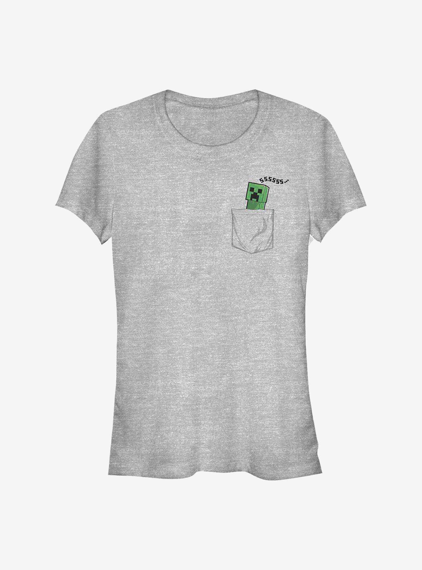 Minecraft Faux Pocket Creeper Girls T-Shirt, ATH HTR, hi-res