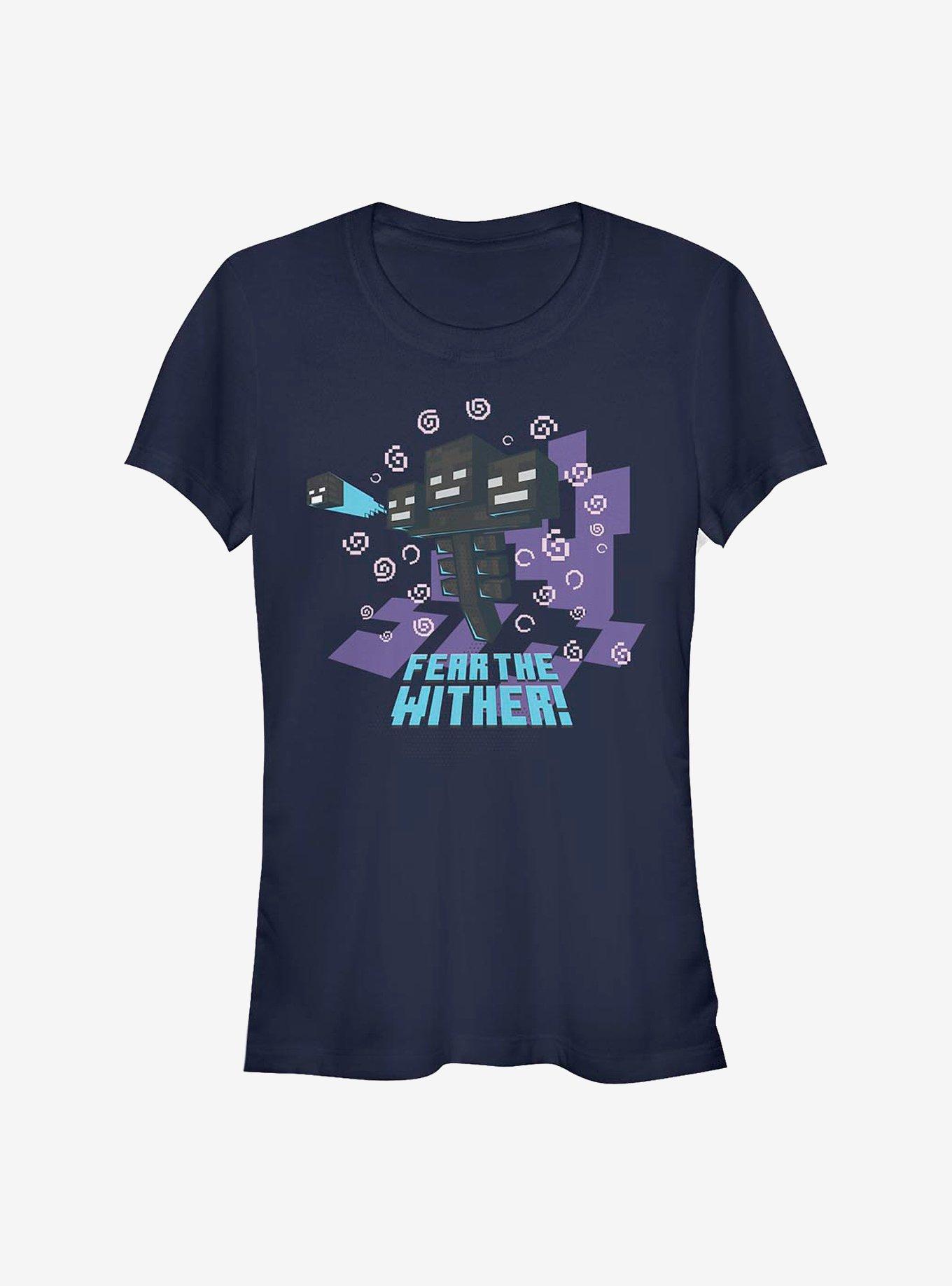 Minecraft Fear The Wither Girls T-Shirt, NAVY, hi-res