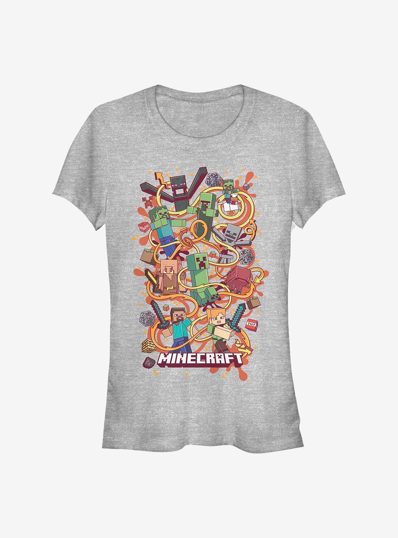 Minecraft Fun Arrow Composition Featuring Chicken Jockey Girls T-Shirt, ATH HTR, hi-res