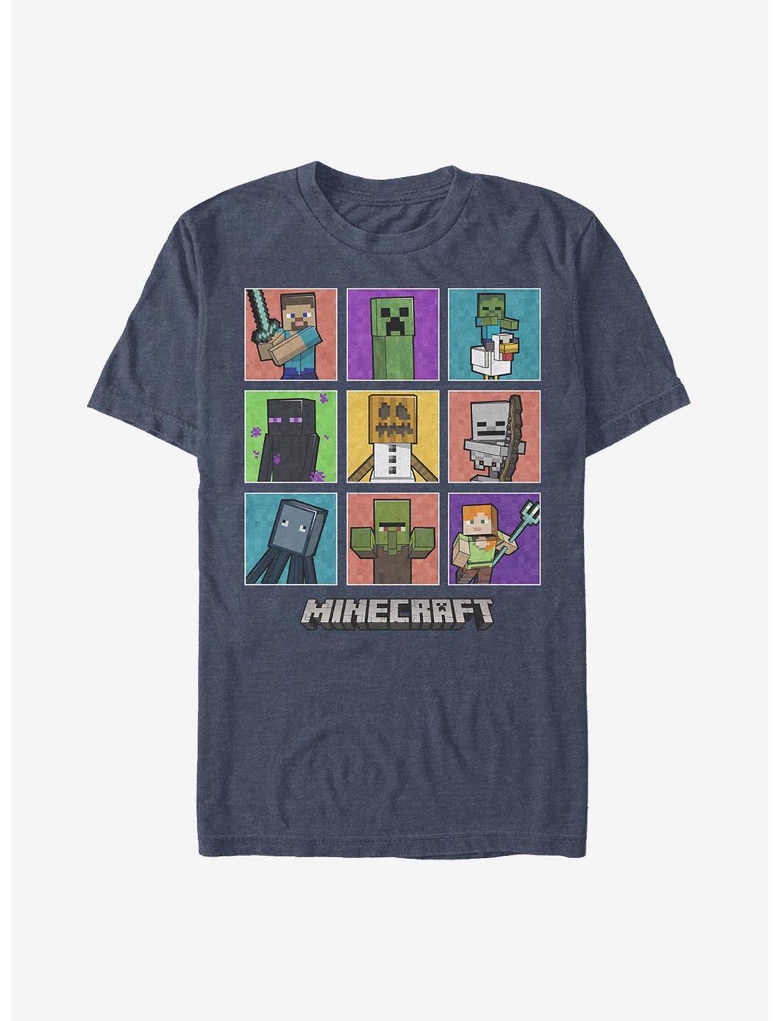 Minecraft 9 Character Boxup T-Shirt, NAVY HTR, hi-res