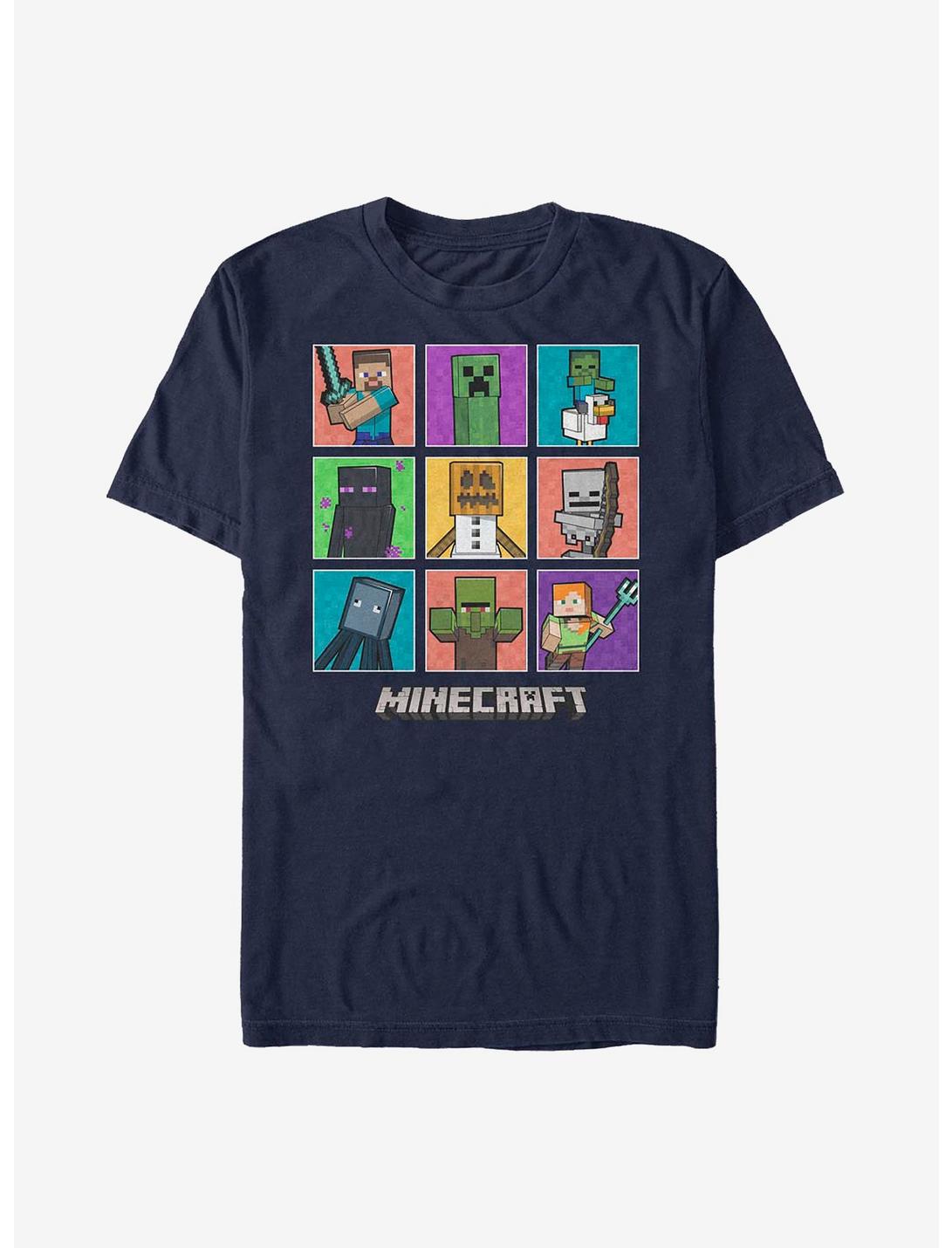 Minecraft 9 Character Boxup T-Shirt, NAVY, hi-res