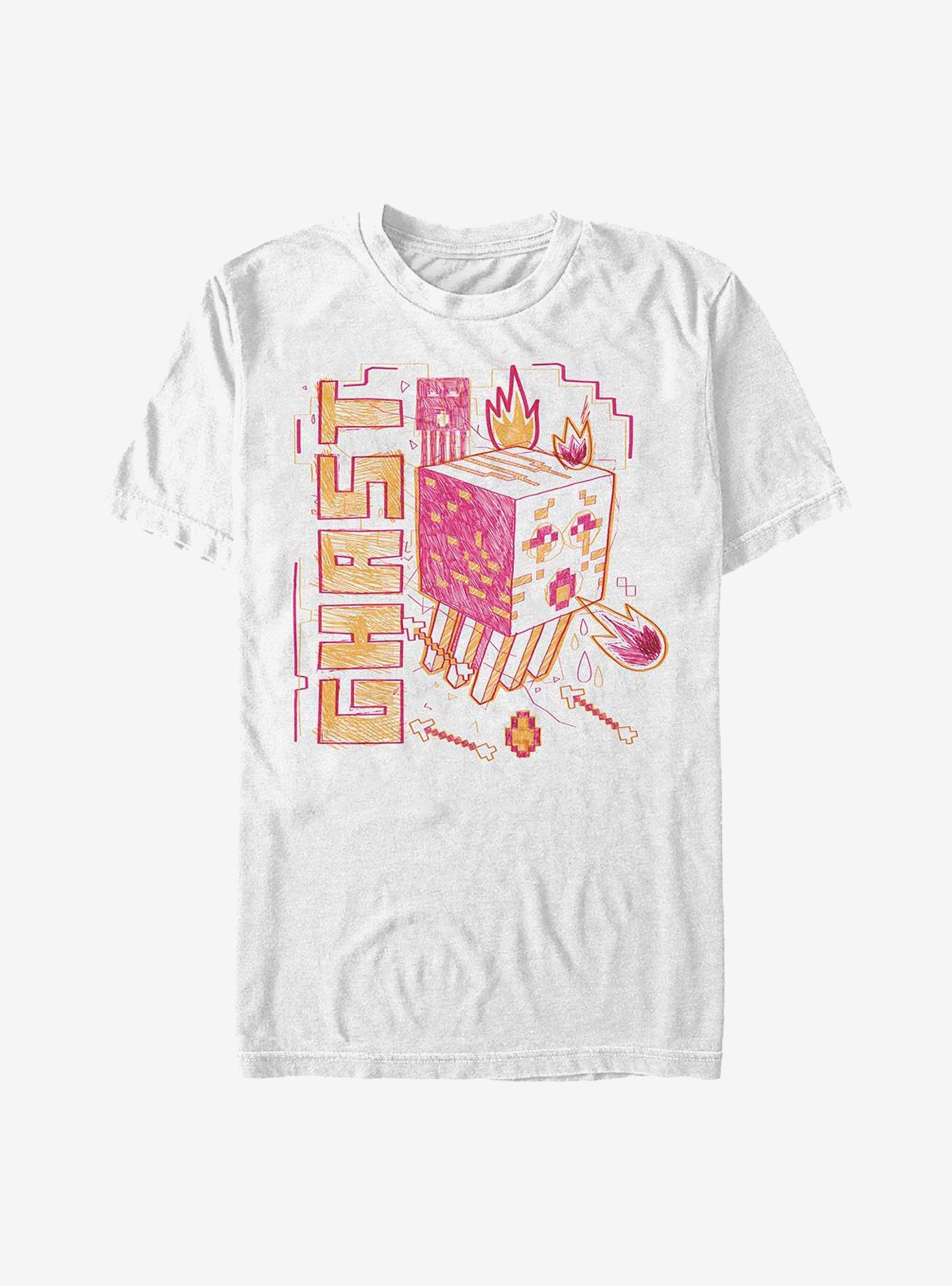Minecraft Acid Sketch Ghast T-Shirt, WHITE, hi-res