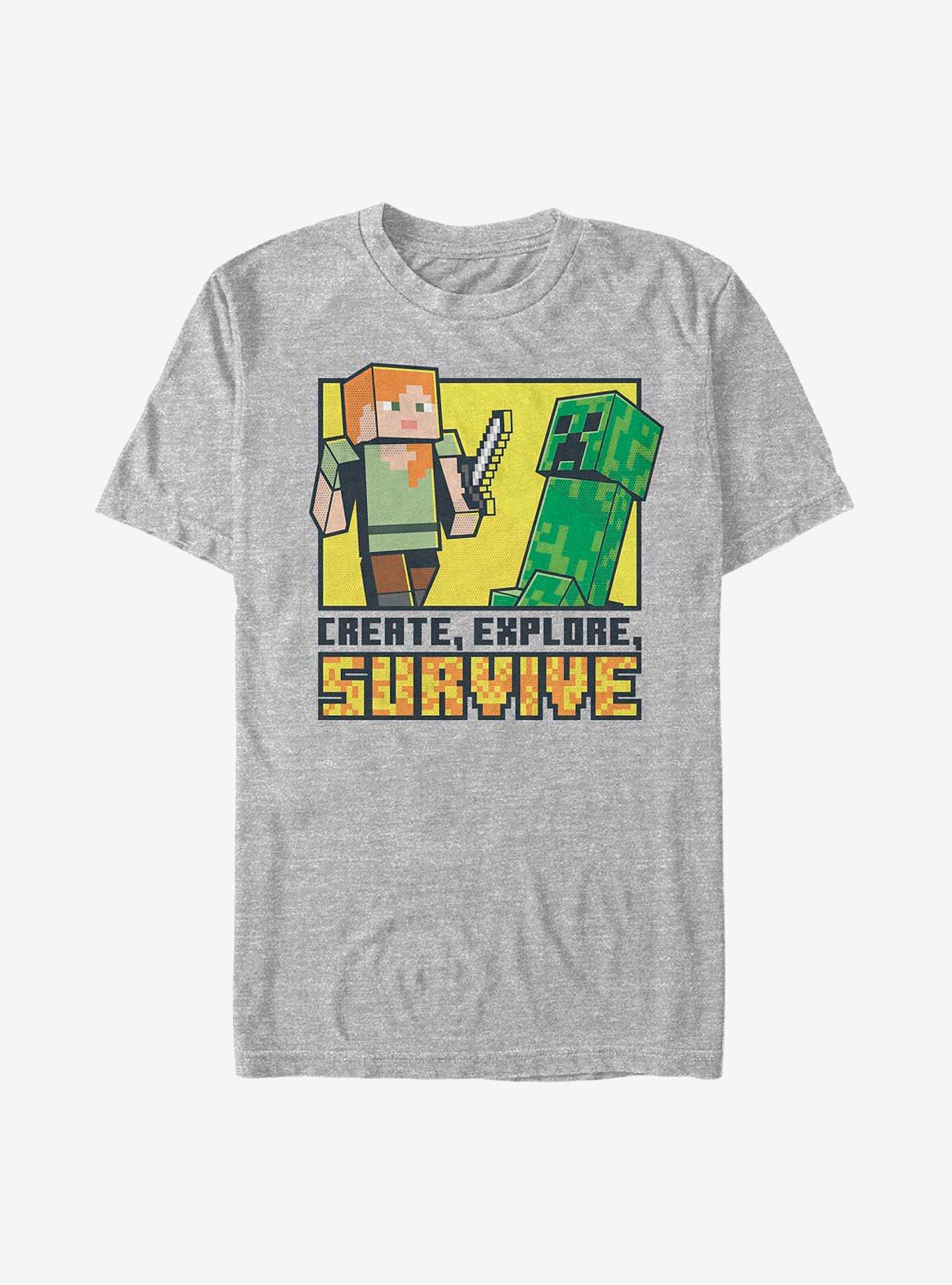 Minecraft Create Explore Survive T-Shirt, ATH HTR, hi-res