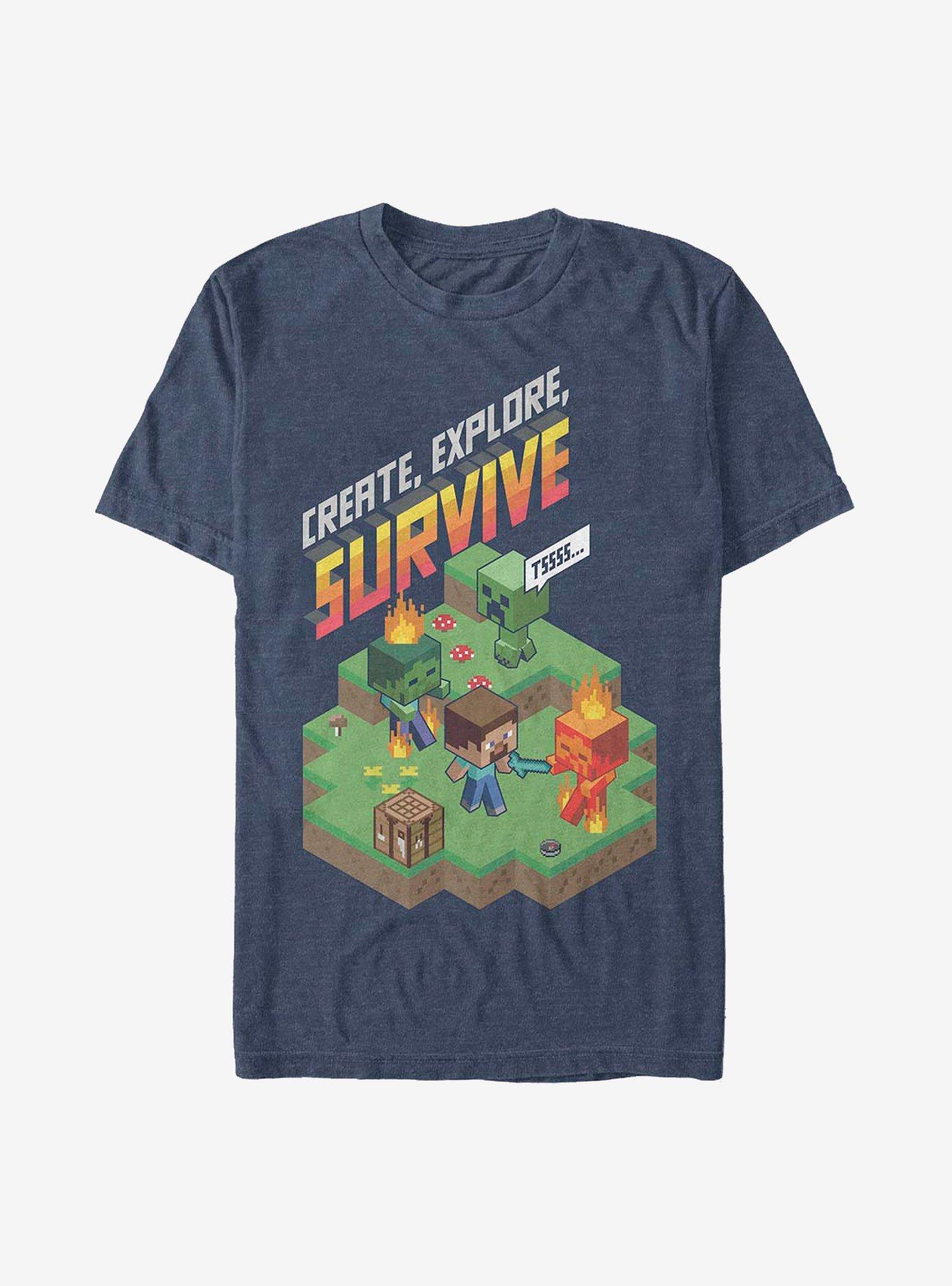 Minecraft Create Explore Survive Iso T-Shirt, , hi-res