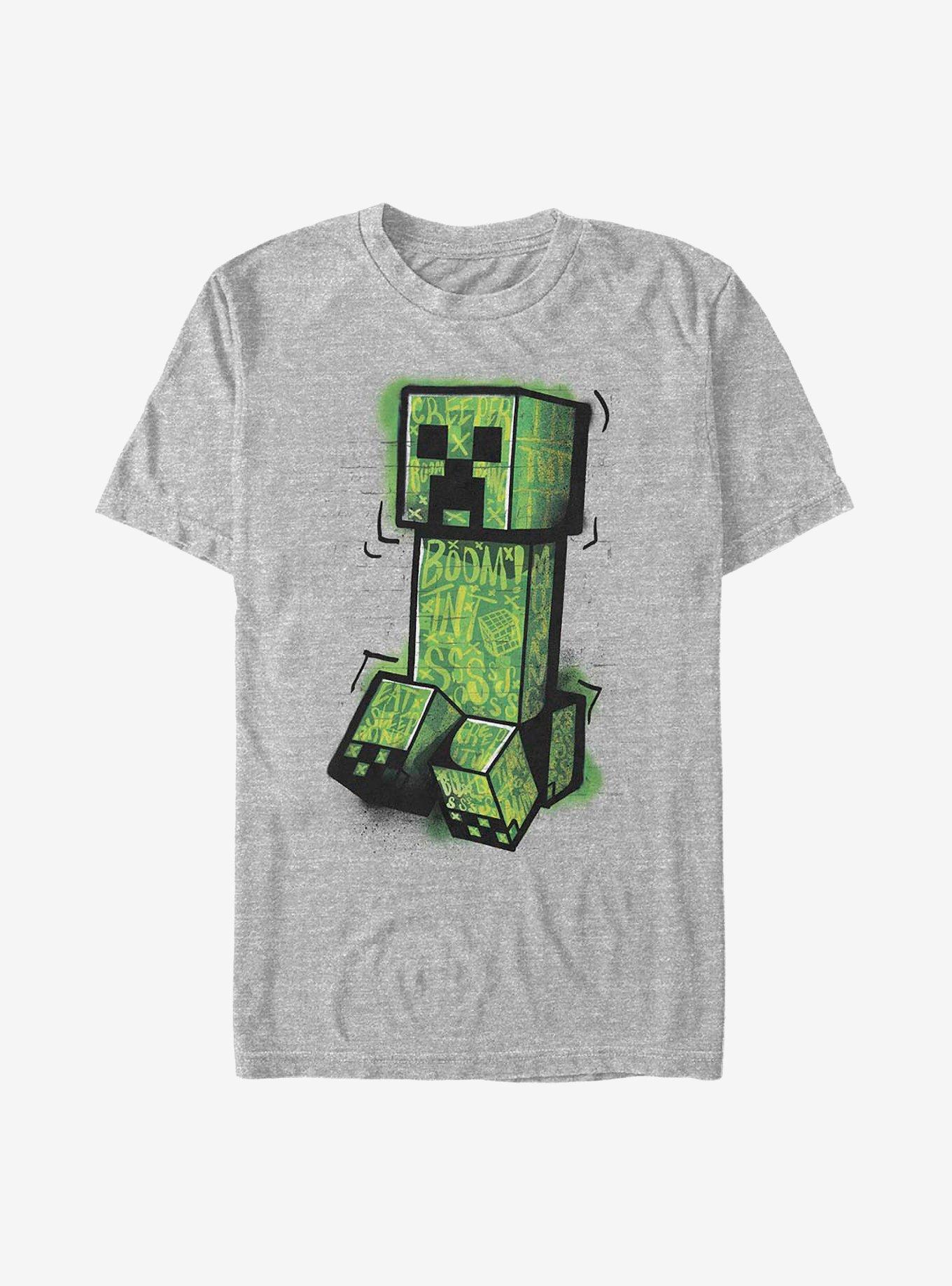 Minecraft Graffiti Creeper T Shirt GREY Hot Topic