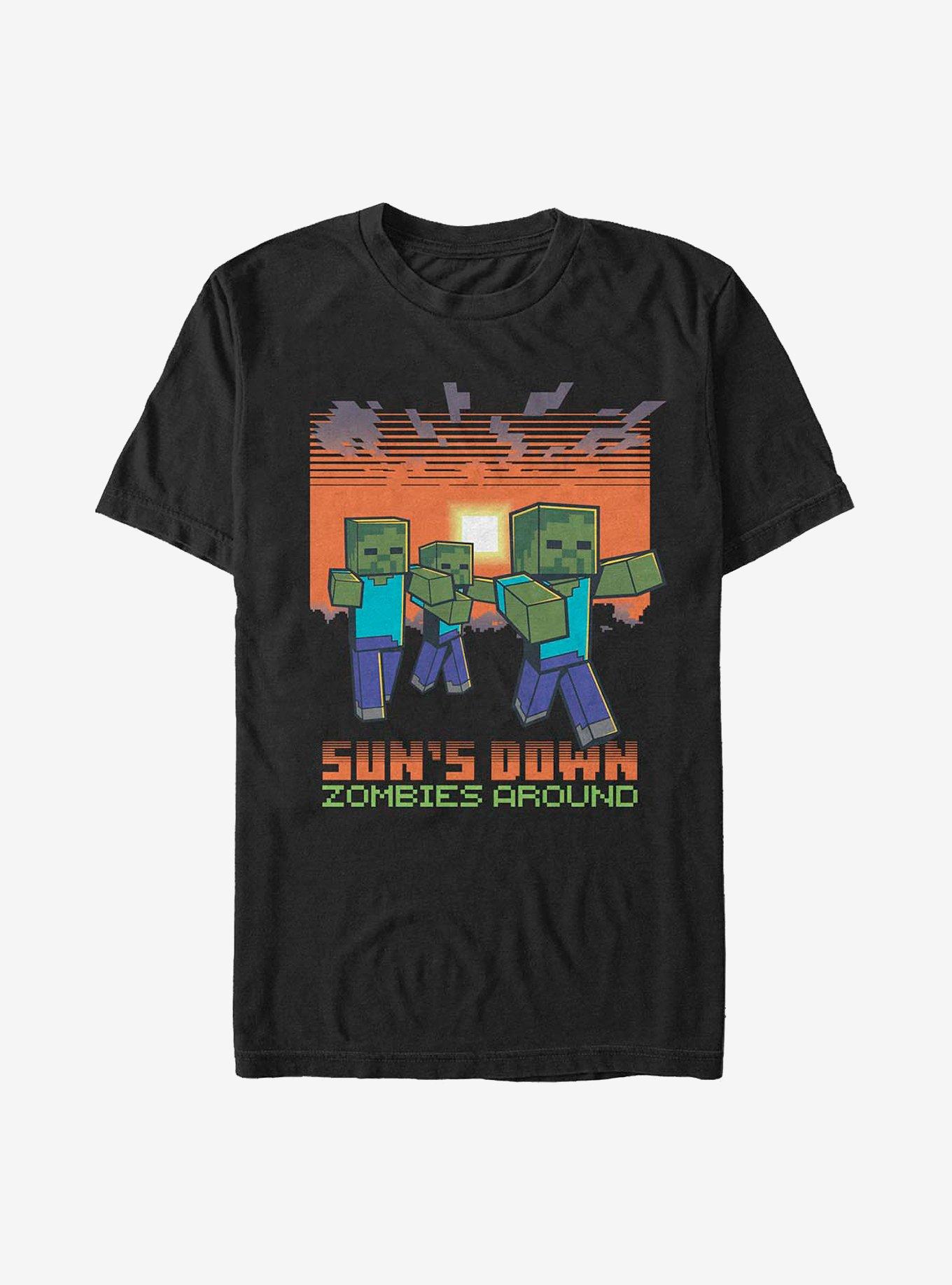 Minecraft Sun's Down Zombies Around T-Shirt, BLACK, hi-res