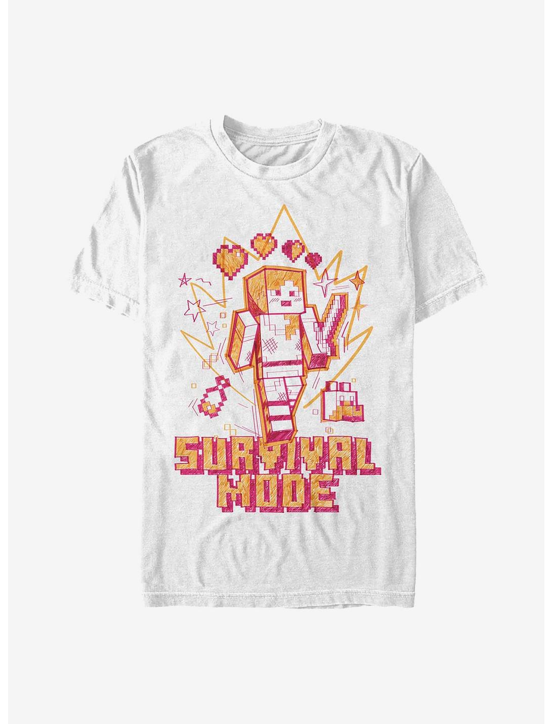 Minecraft Survival Mode Sketch T-Shirt, WHITE, hi-res