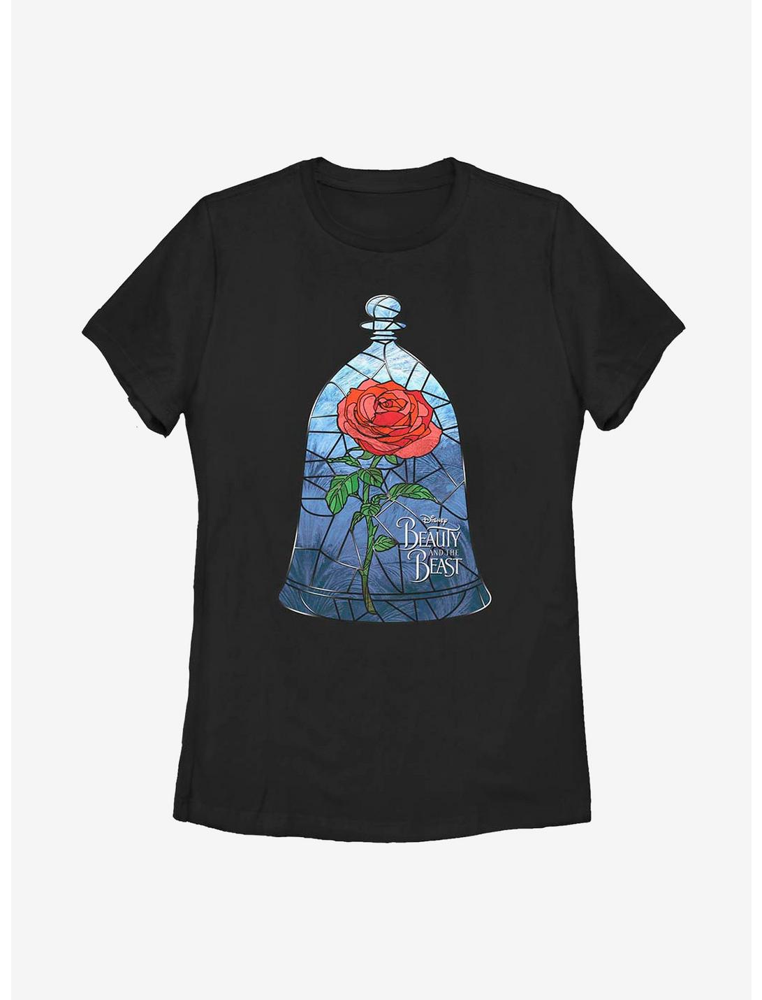 Disney Beauty And The Beast Glass Rose Womens T-Shirt, BLACK, hi-res