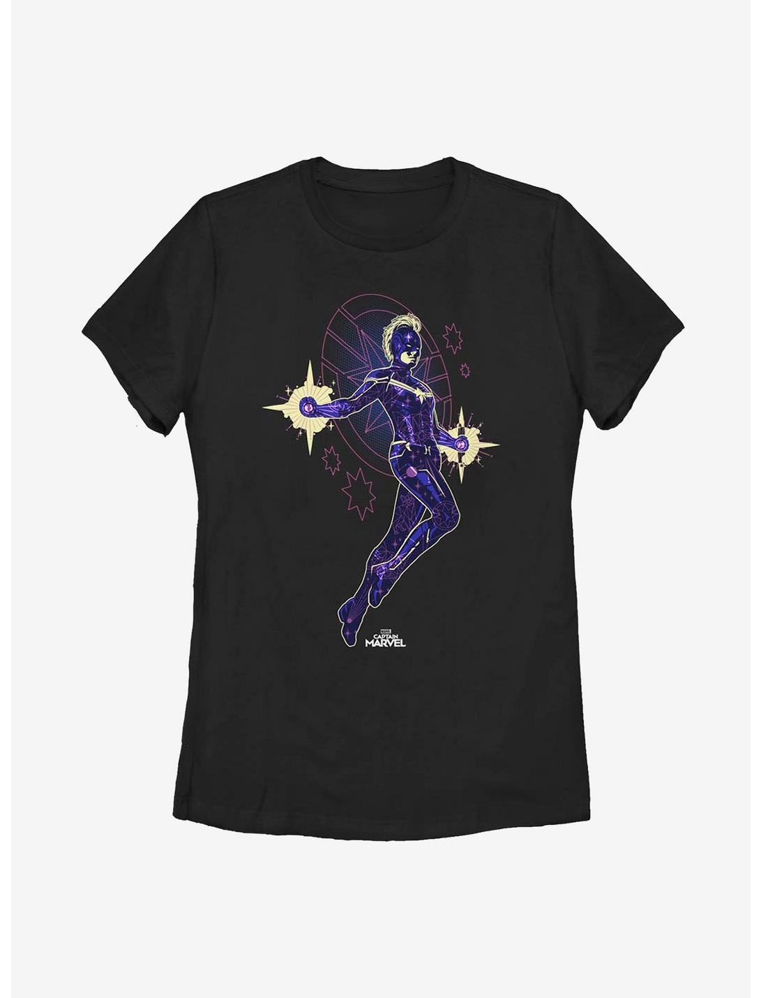 Marvel Captain Marvel Flying Star Womens T-Shirt, BLACK, hi-res