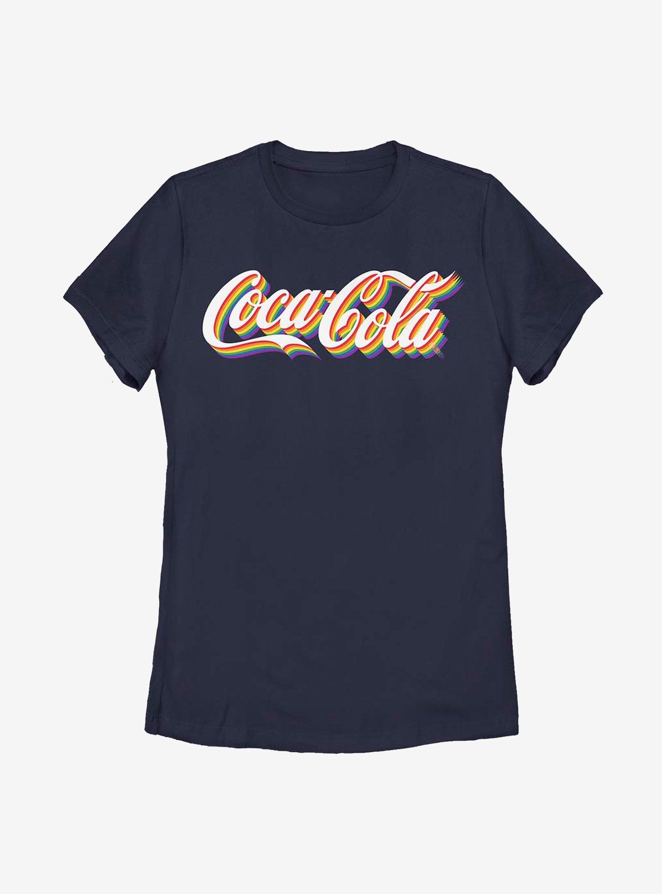 Coca-Cola Cocacola Rainbow Stack Womens T-Shirt, NAVY, hi-res