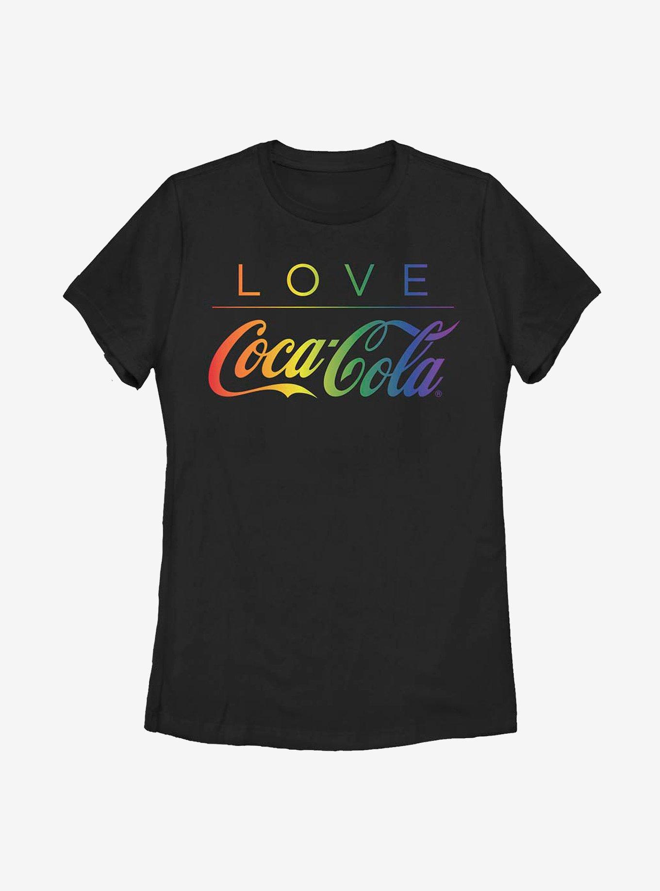 Coca-Cola Love Rainbow Coke Womens T-Shirt, BLACK, hi-res