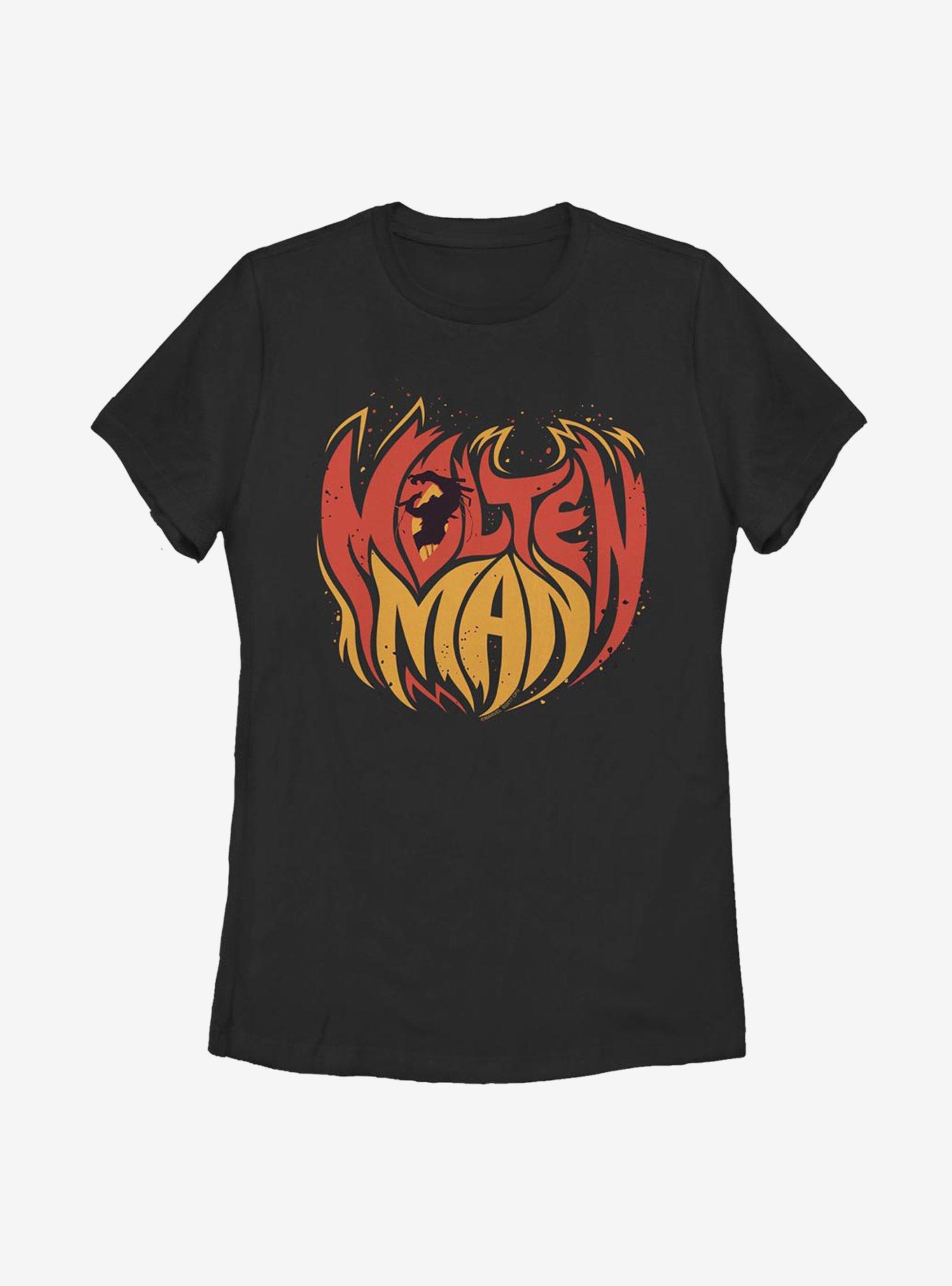 Marvel Spider-Man Molten Man Flames Womens T-Shirt, , hi-res