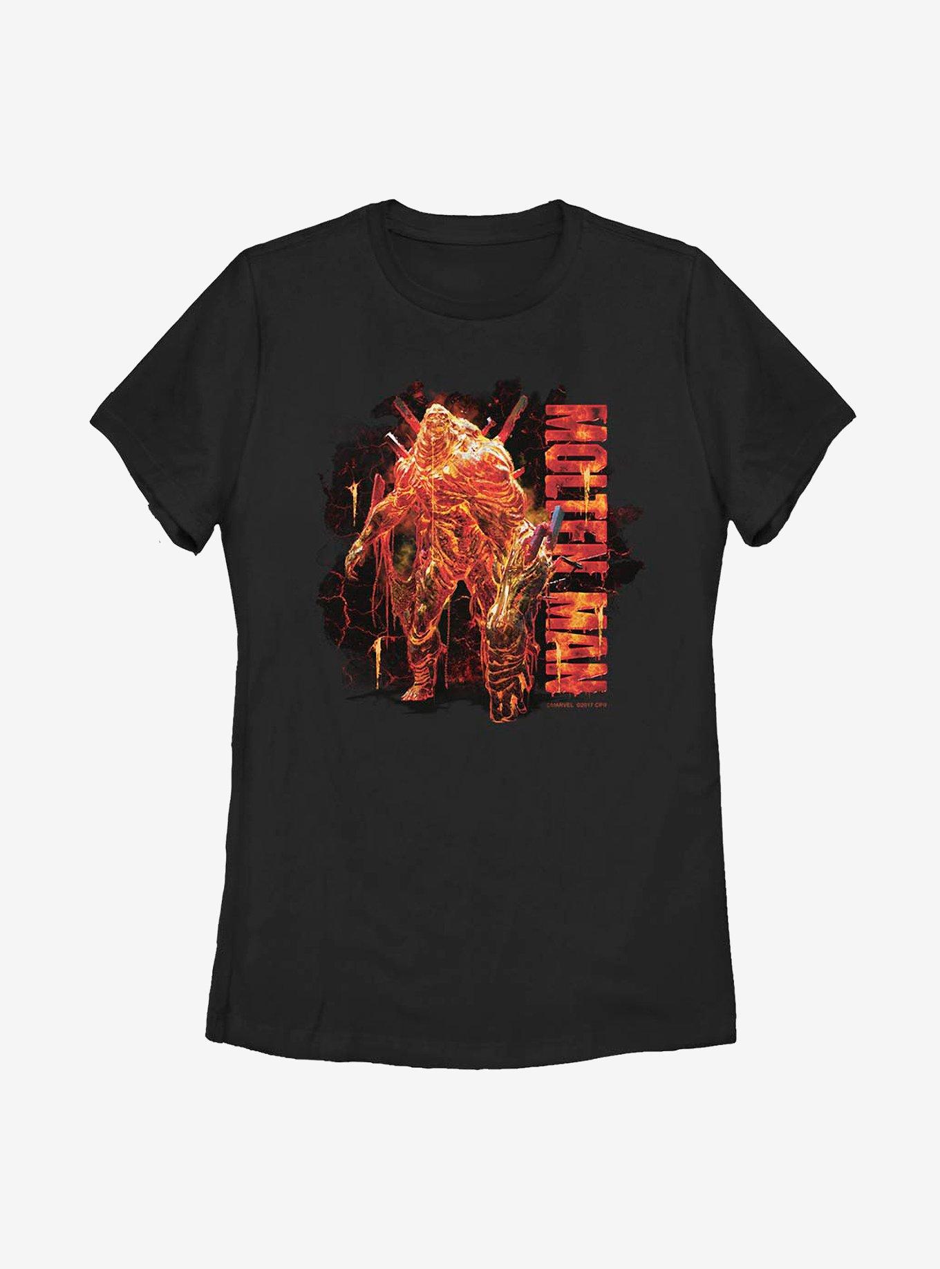 Marvel Spider-Man Molten Man Front Womens T-Shirt, BLACK, hi-res
