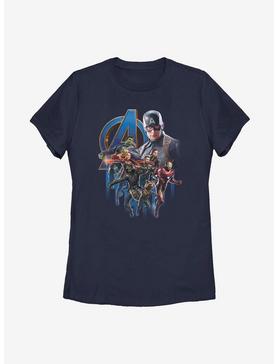 Marvel Avengers Group Poster Womens T-Shirt, NAVY, hi-res