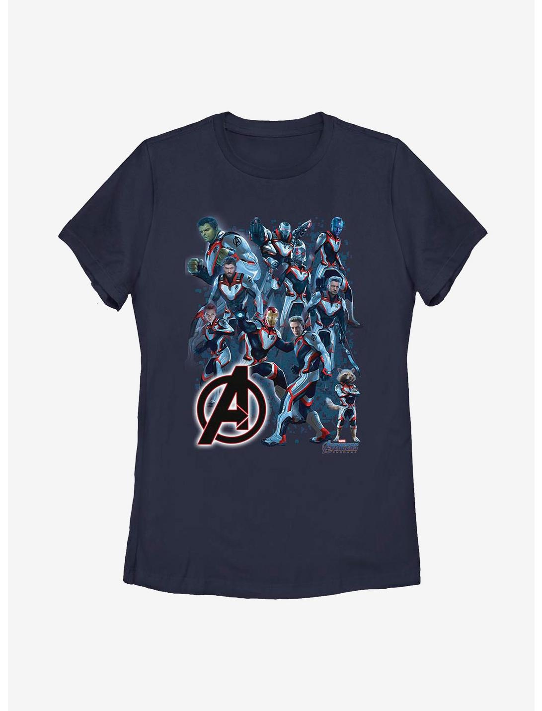 Marvel Avengers Suit Group Womens T-Shirt, NAVY, hi-res