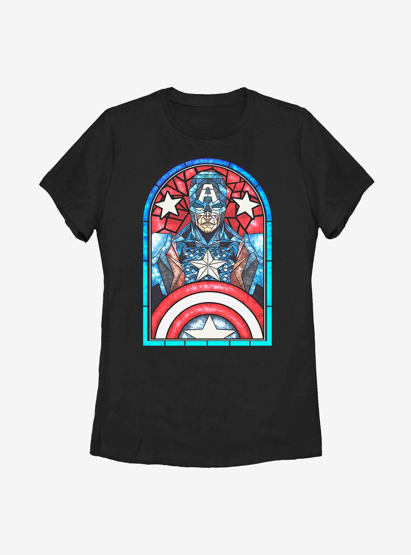Marvel Captain America Cap Glass Womens T-Shirt, BLACK, hi-res